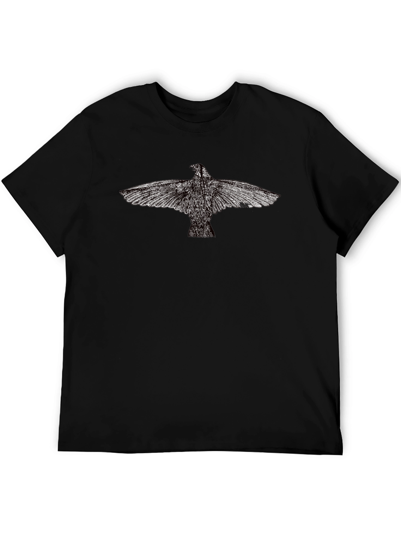 Black T-Shirt with Bird Graphic