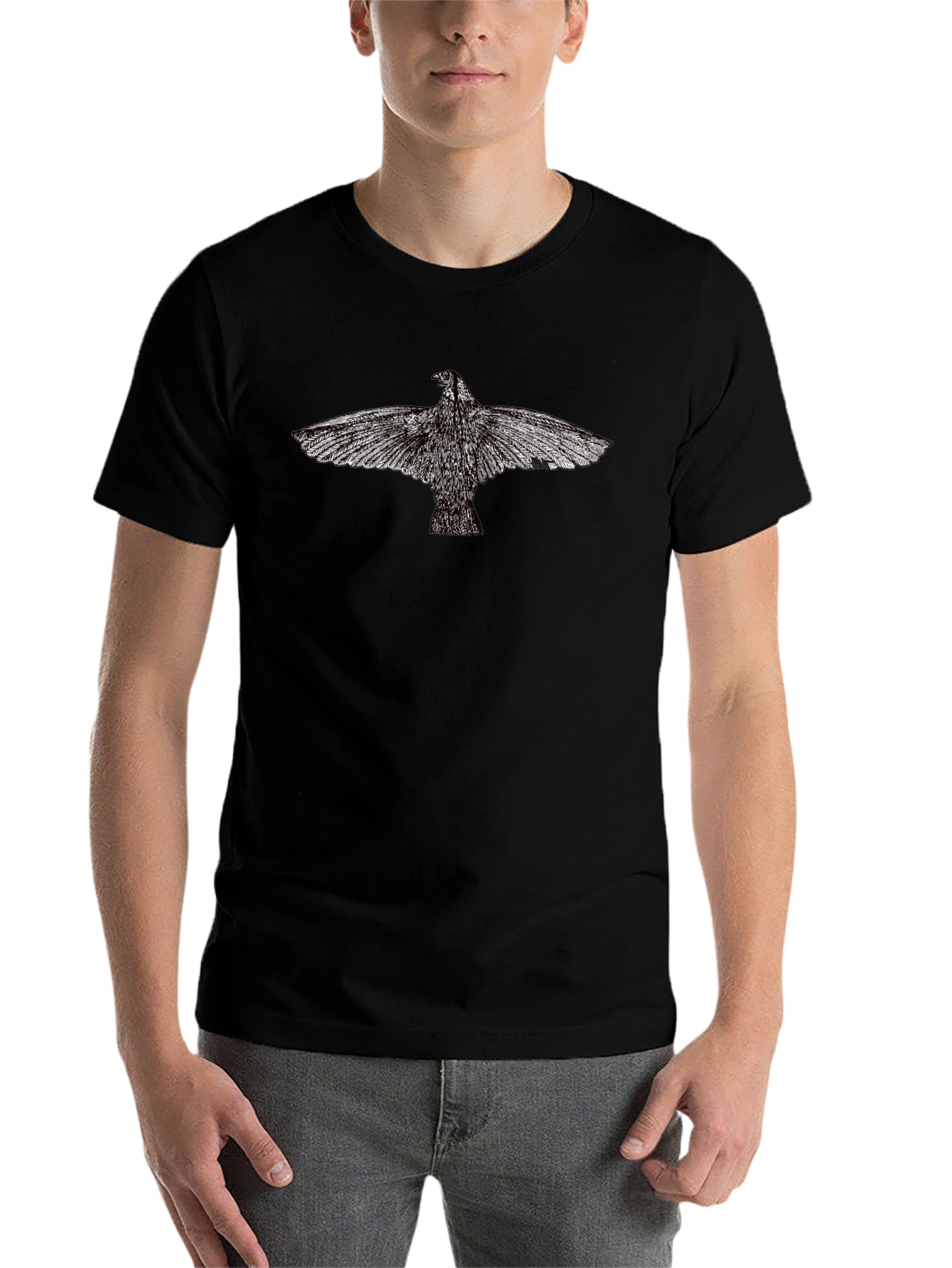 Black T-Shirt with Bird Graphic