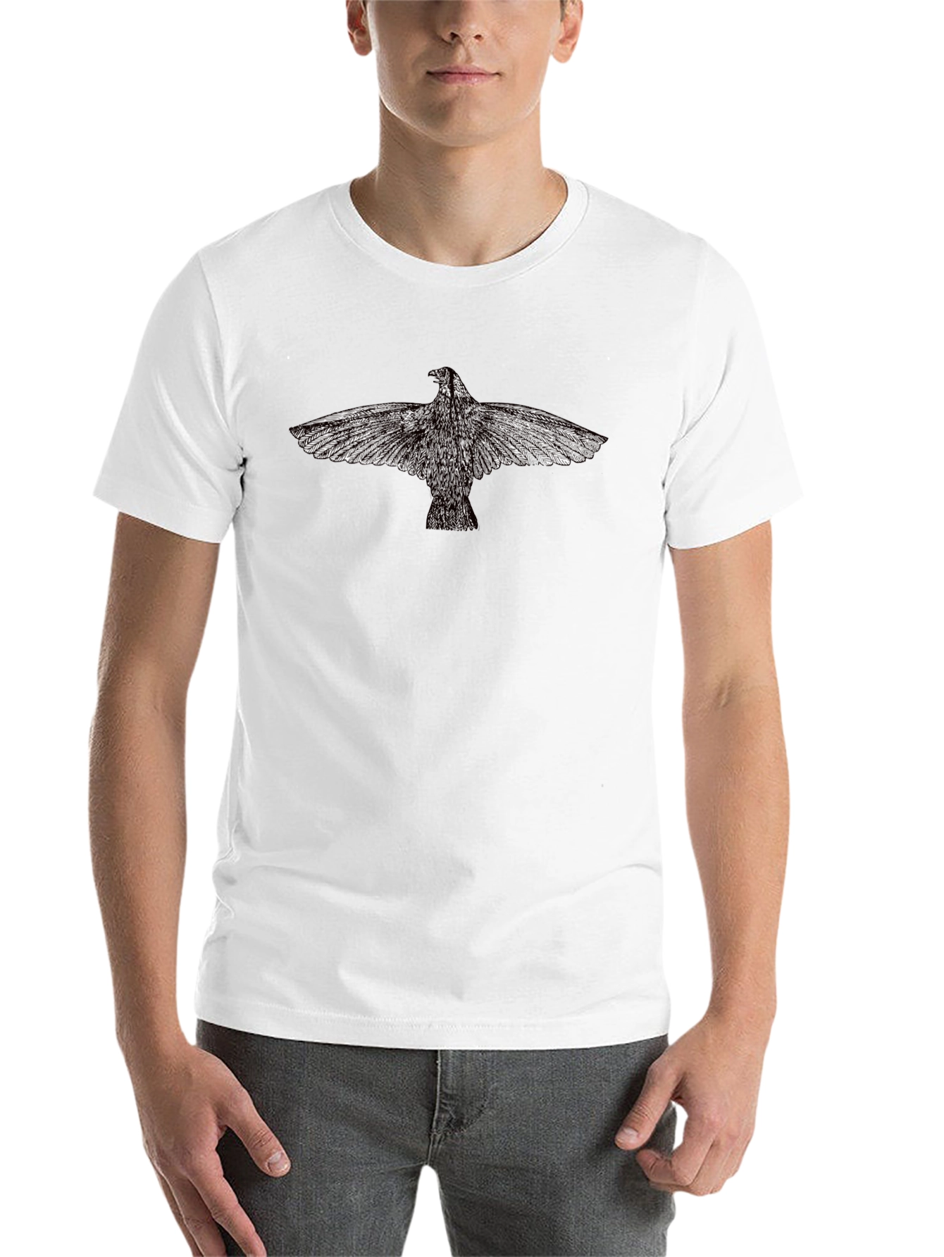 Black T-Shirt with Bird Graphic