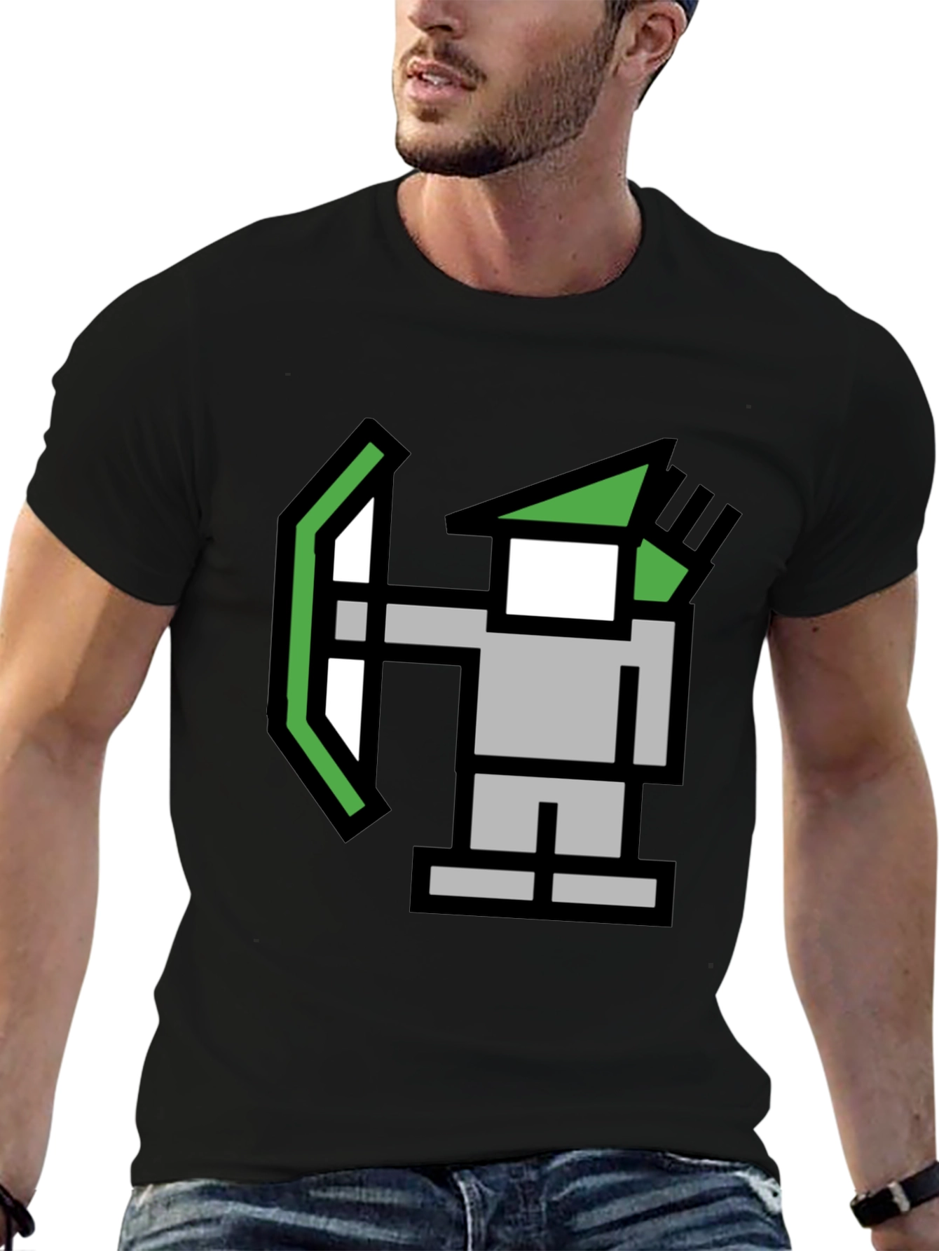 Pixel Archer Black Tee - Retro Gaming Style