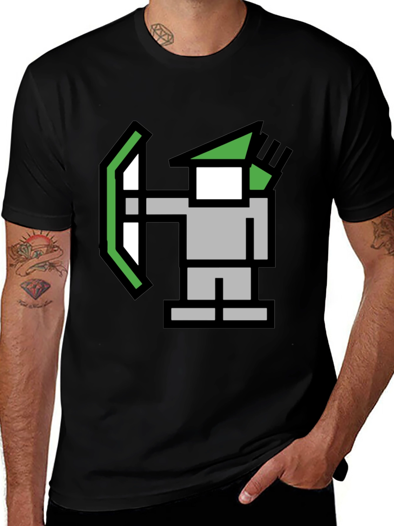 Pixel Archer Black Tee - Retro Gaming Style