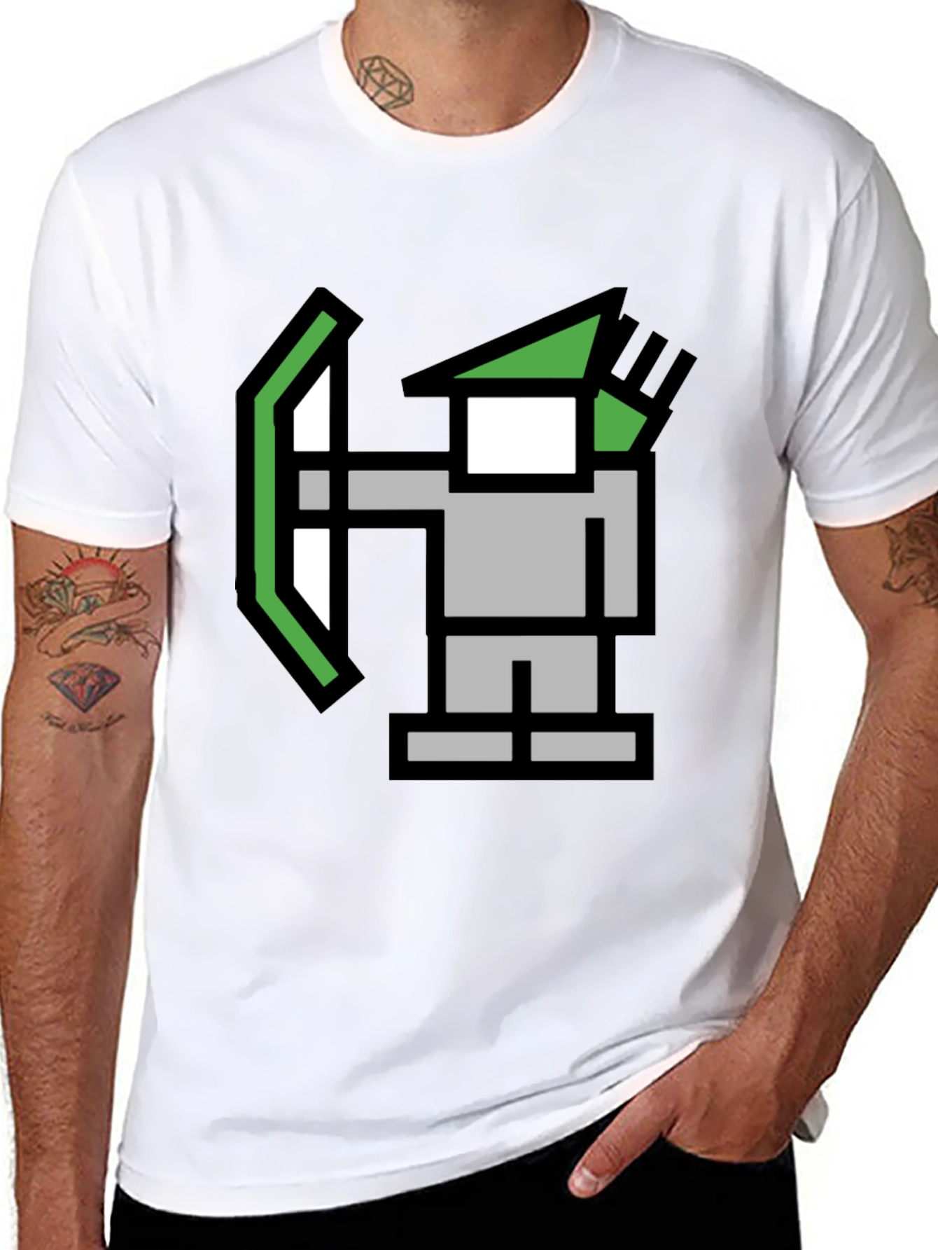 Pixel Archer Black Tee - Retro Gaming Style