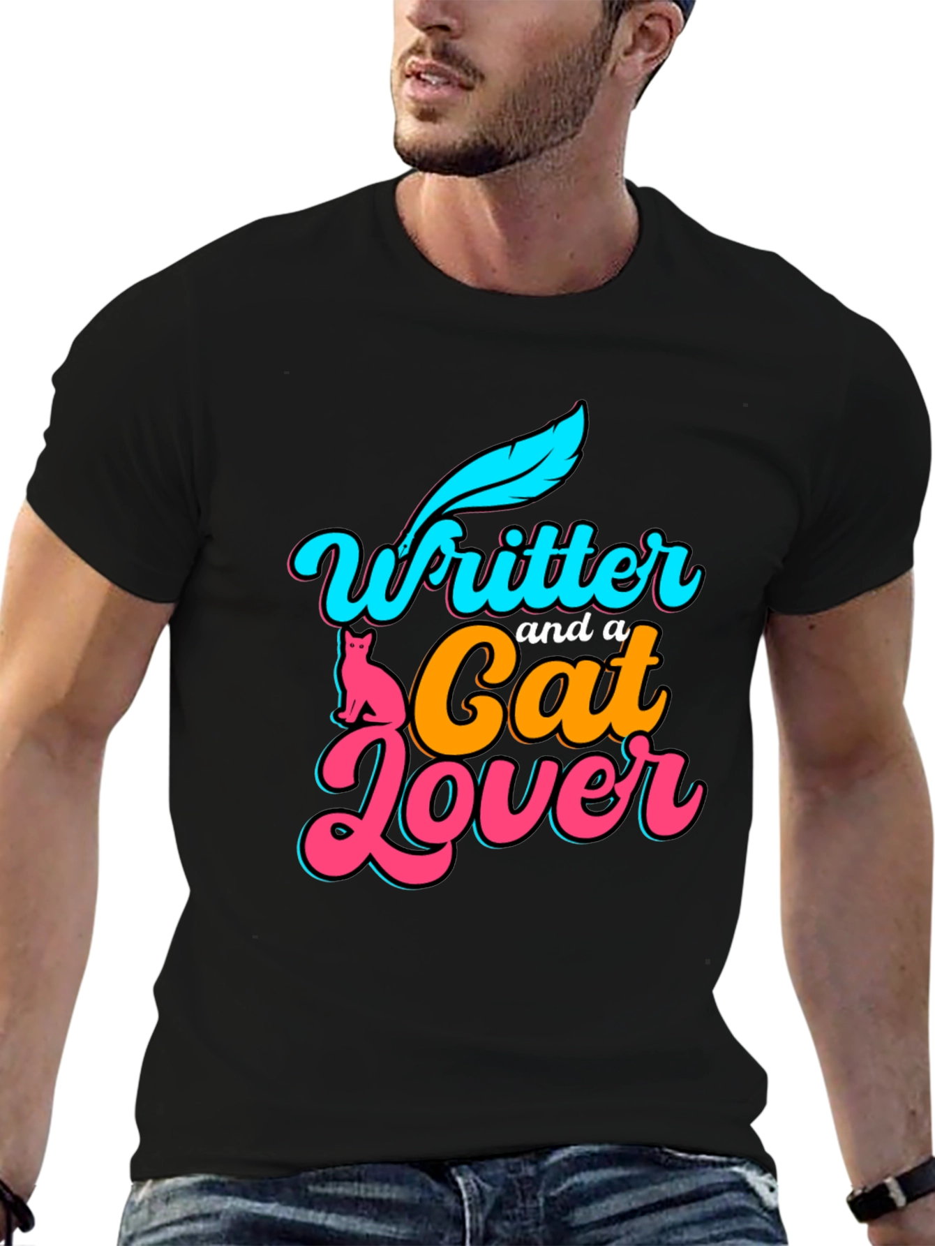 Writer and Cat Lover Graphic T-Shirt
