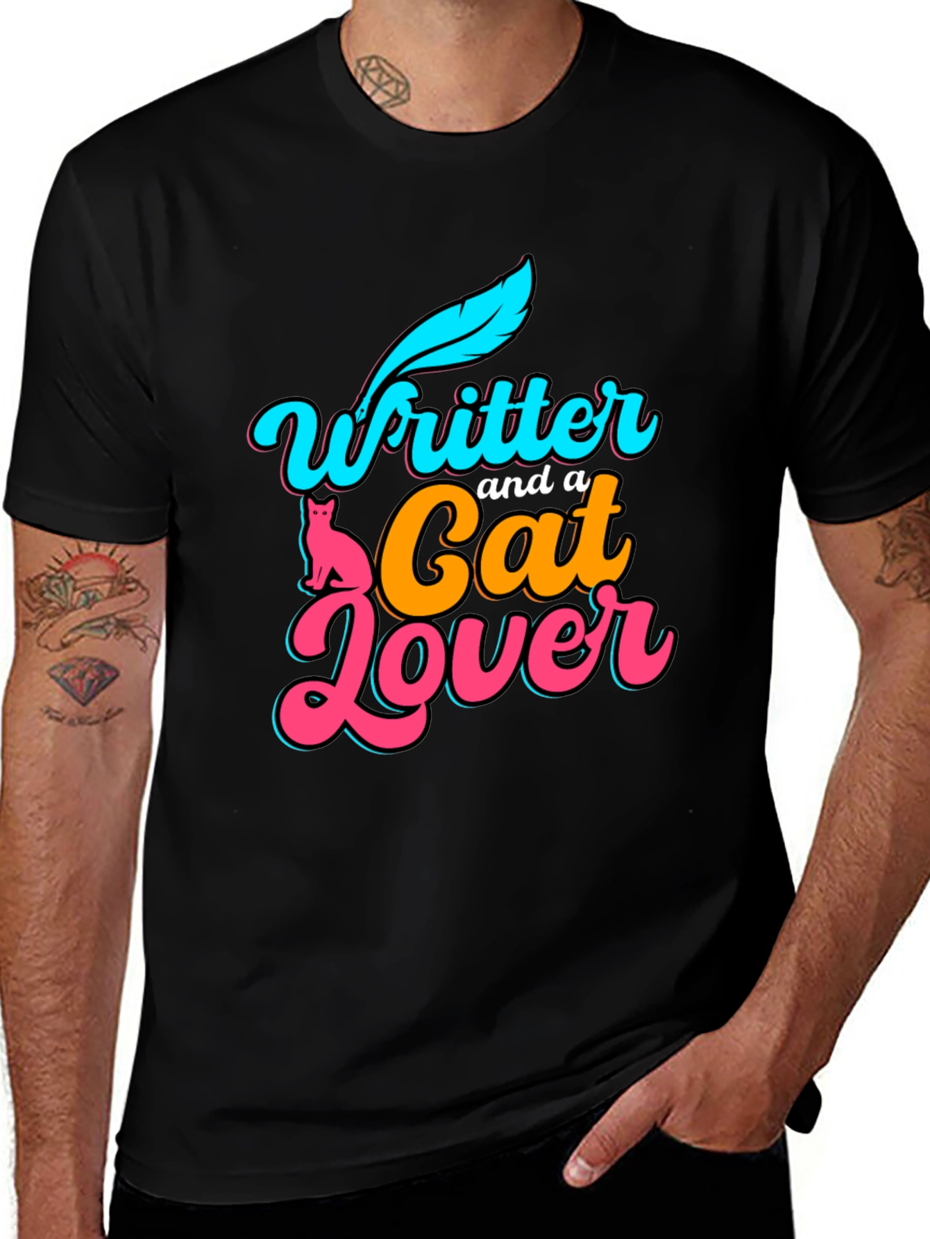 Writer and Cat Lover Graphic T-Shirt