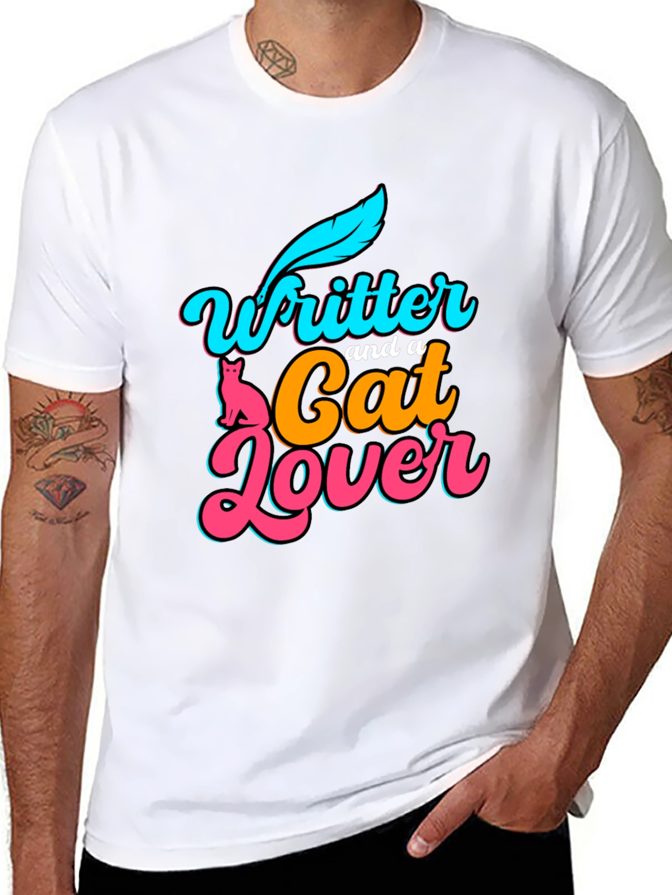 Writer and Cat Lover Graphic T-Shirt
