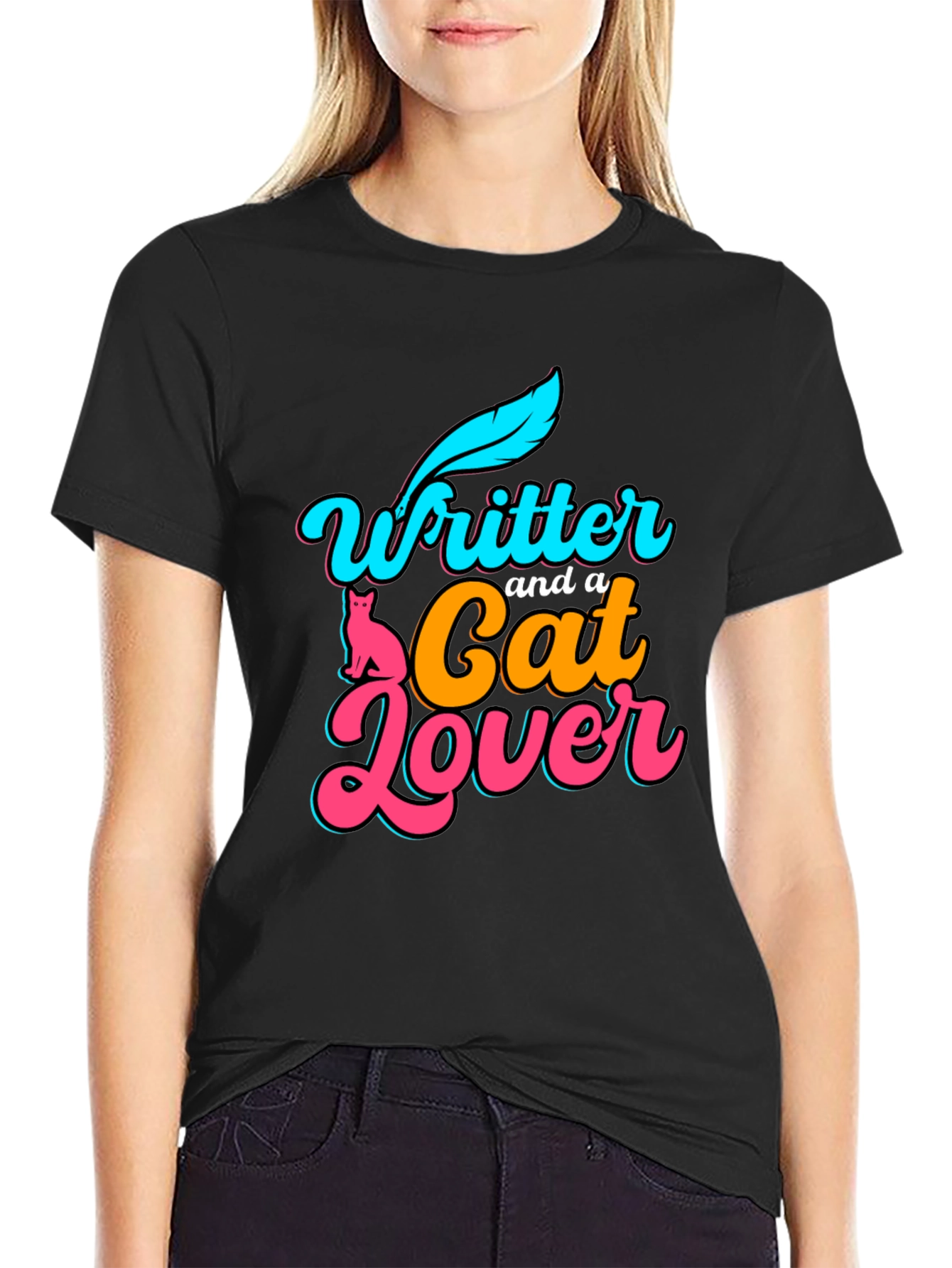 Writer and Cat Lover Graphic T-Shirt
