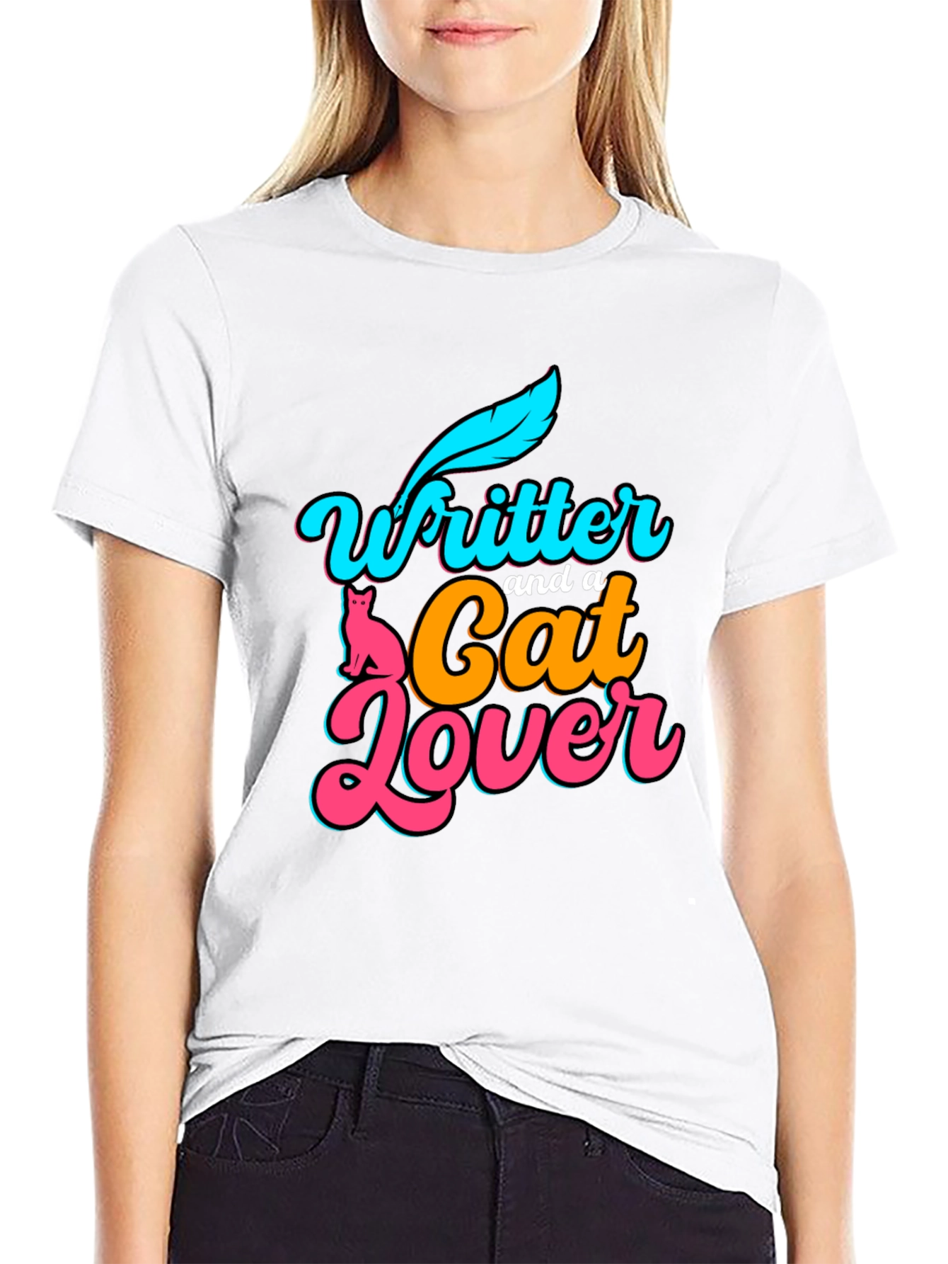 Writer and Cat Lover Graphic T-Shirt