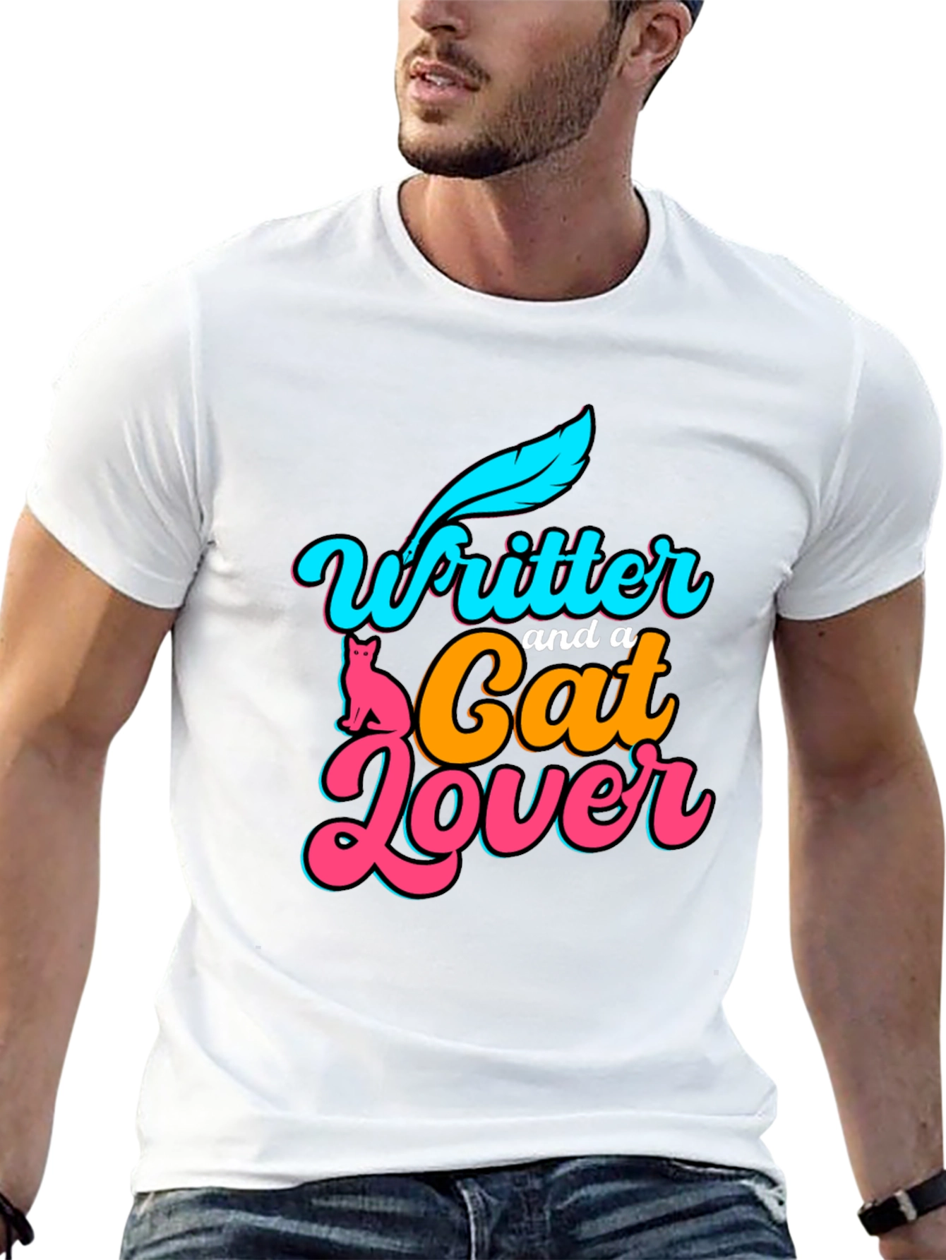Writer and Cat Lover Graphic T-Shirt