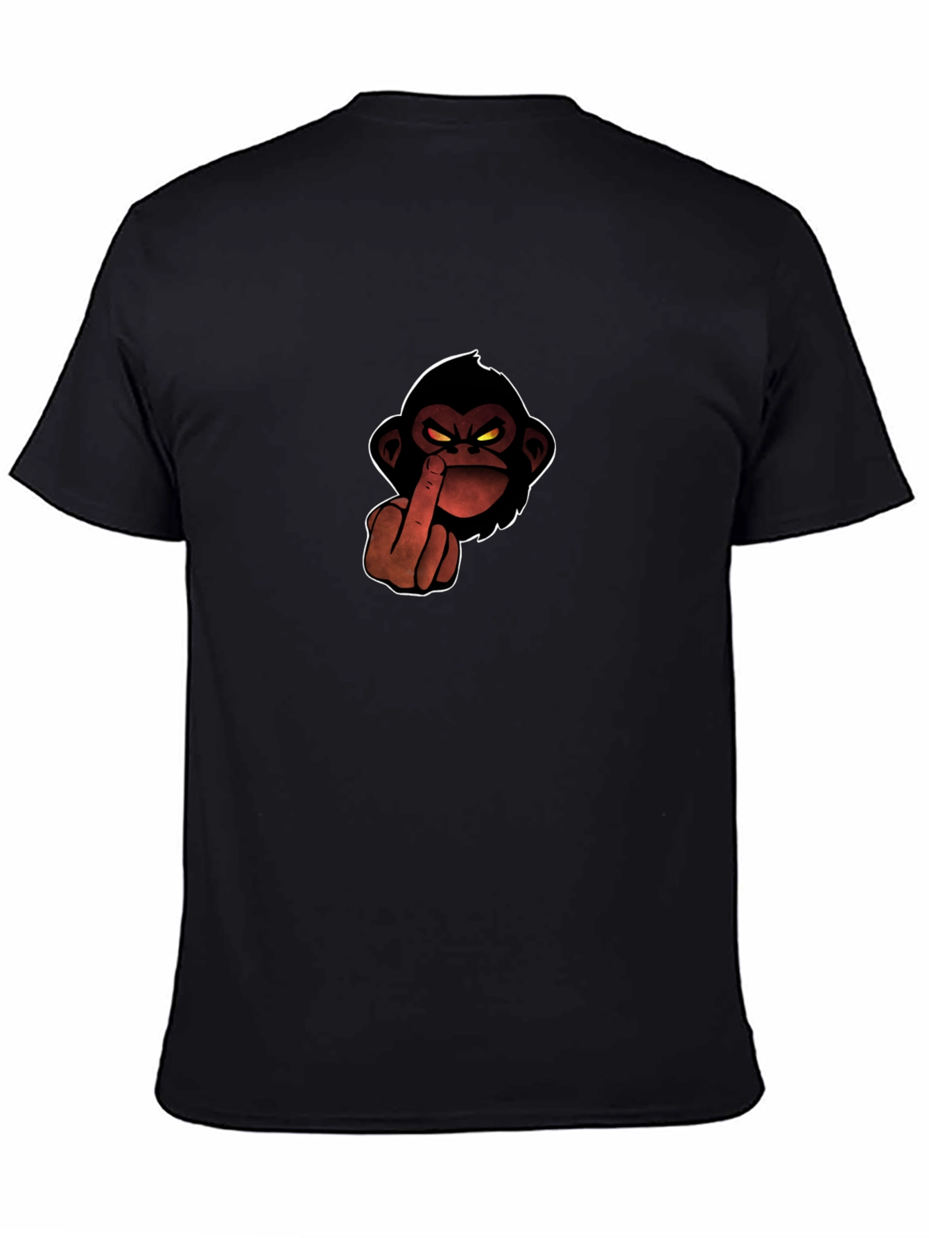 Black T-Shirt with Monkey Middle Finger Graphic