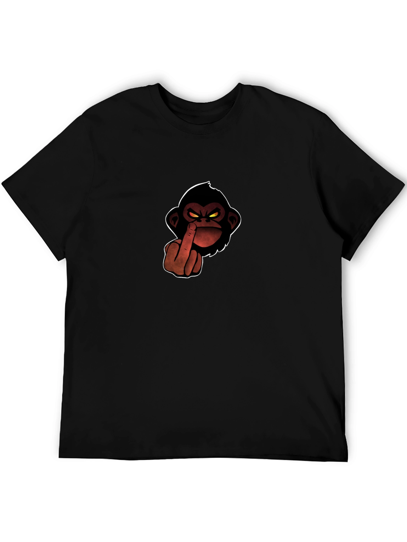 Black T-Shirt with Monkey Middle Finger Graphic