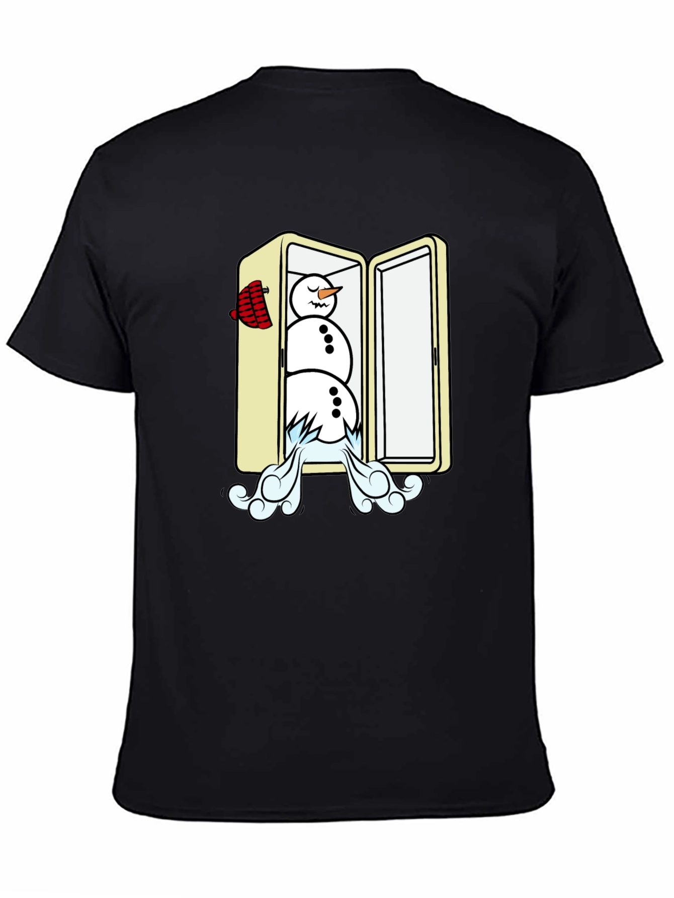 Cool Snowman in Fridge Graphic Tee - Black