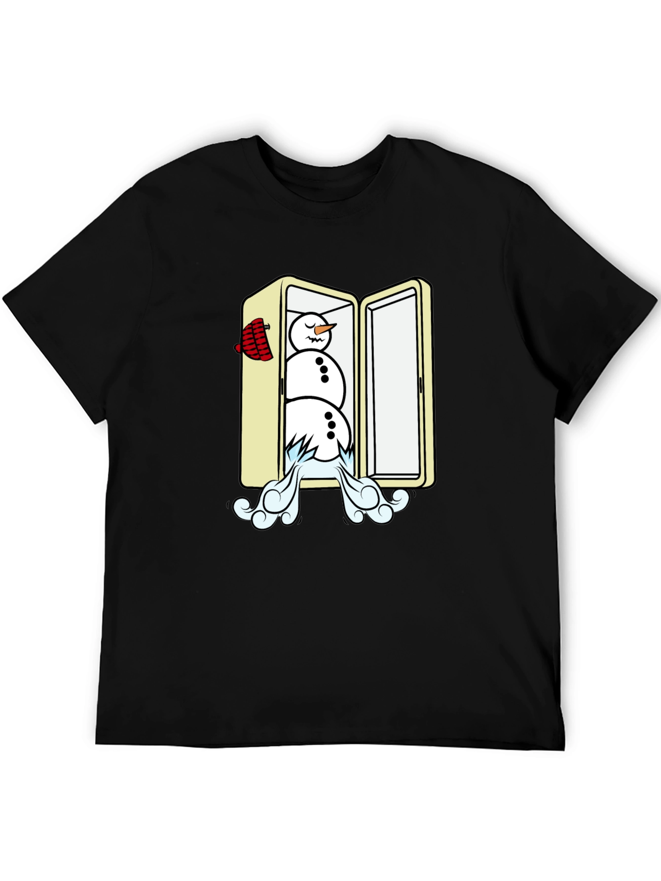 Cool Snowman in Fridge Graphic Tee - Black