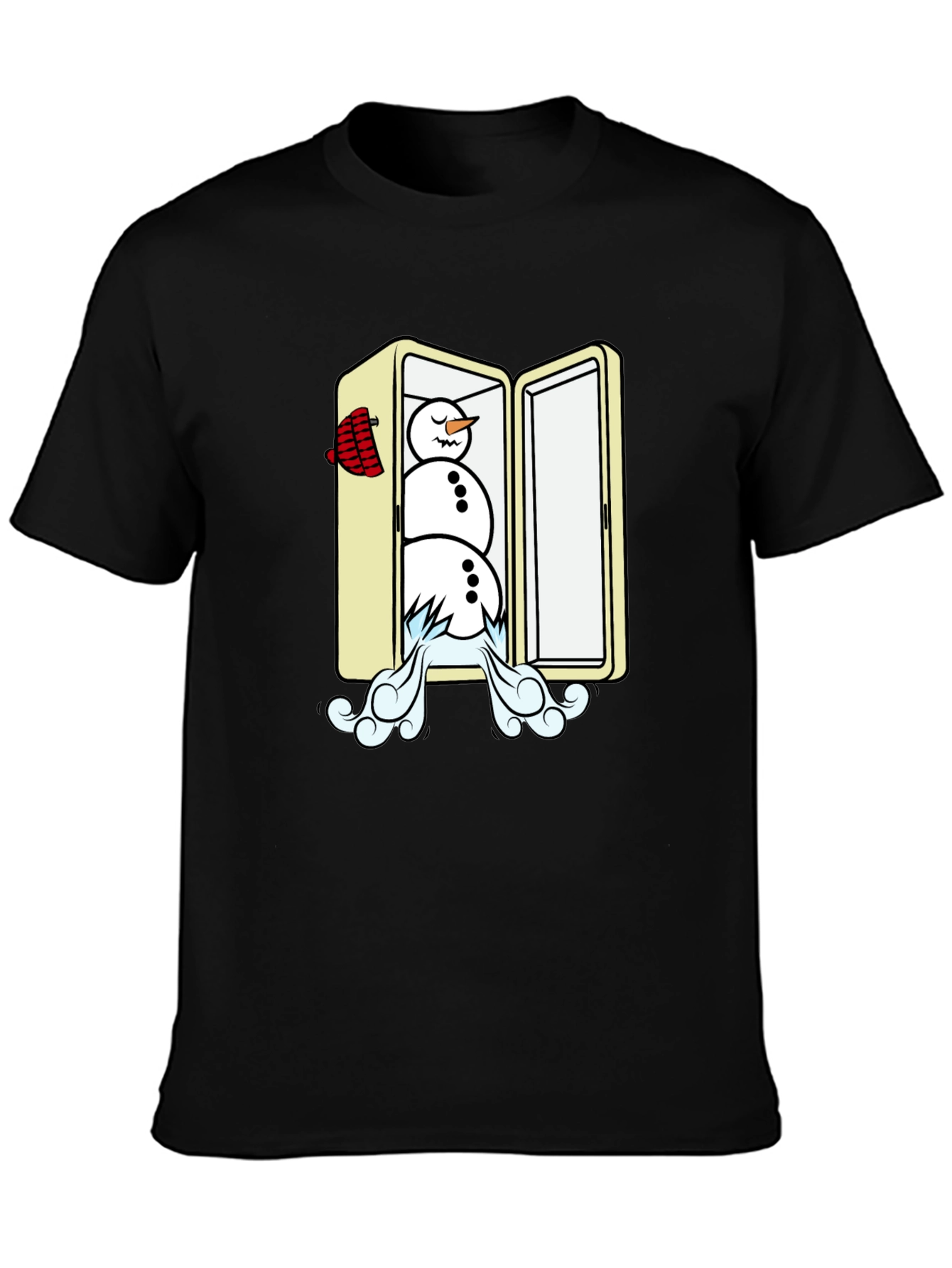 Cool Snowman in Fridge Graphic Tee - Black