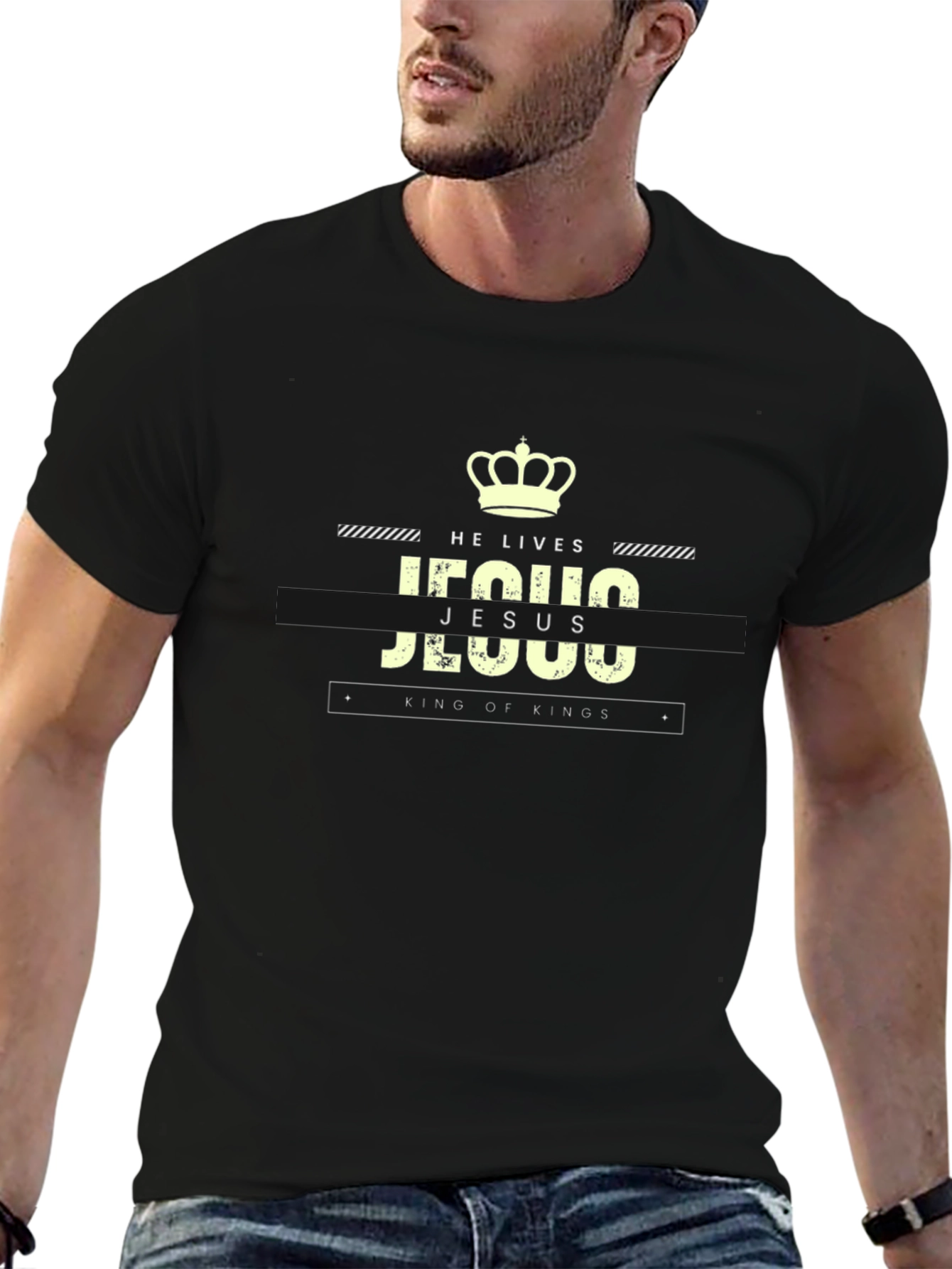 He Lives Jesus King of Kings Black T-Shirt
