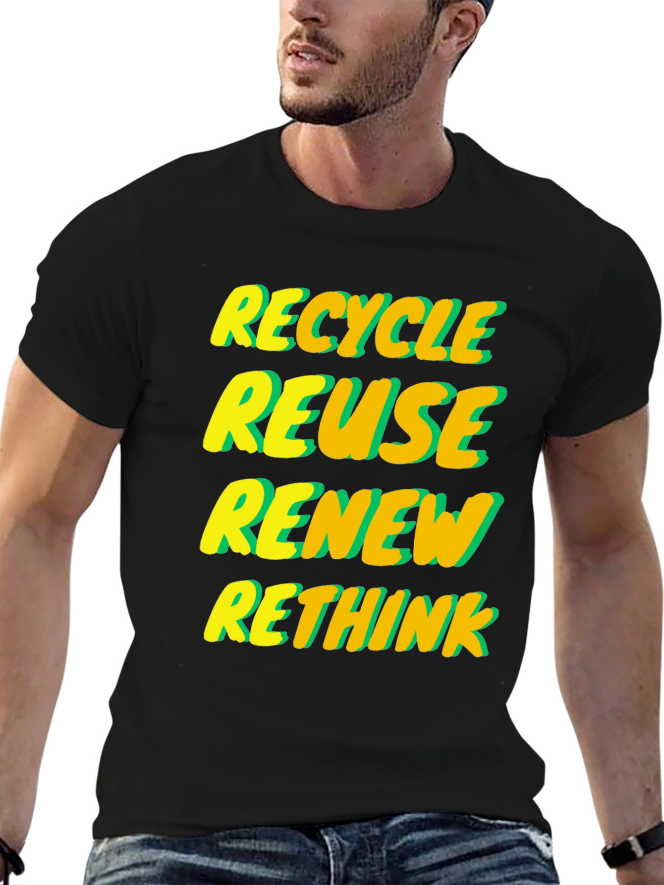 Eco-Friendly Graphic Tee - Recycle Reuse Renew Rethink