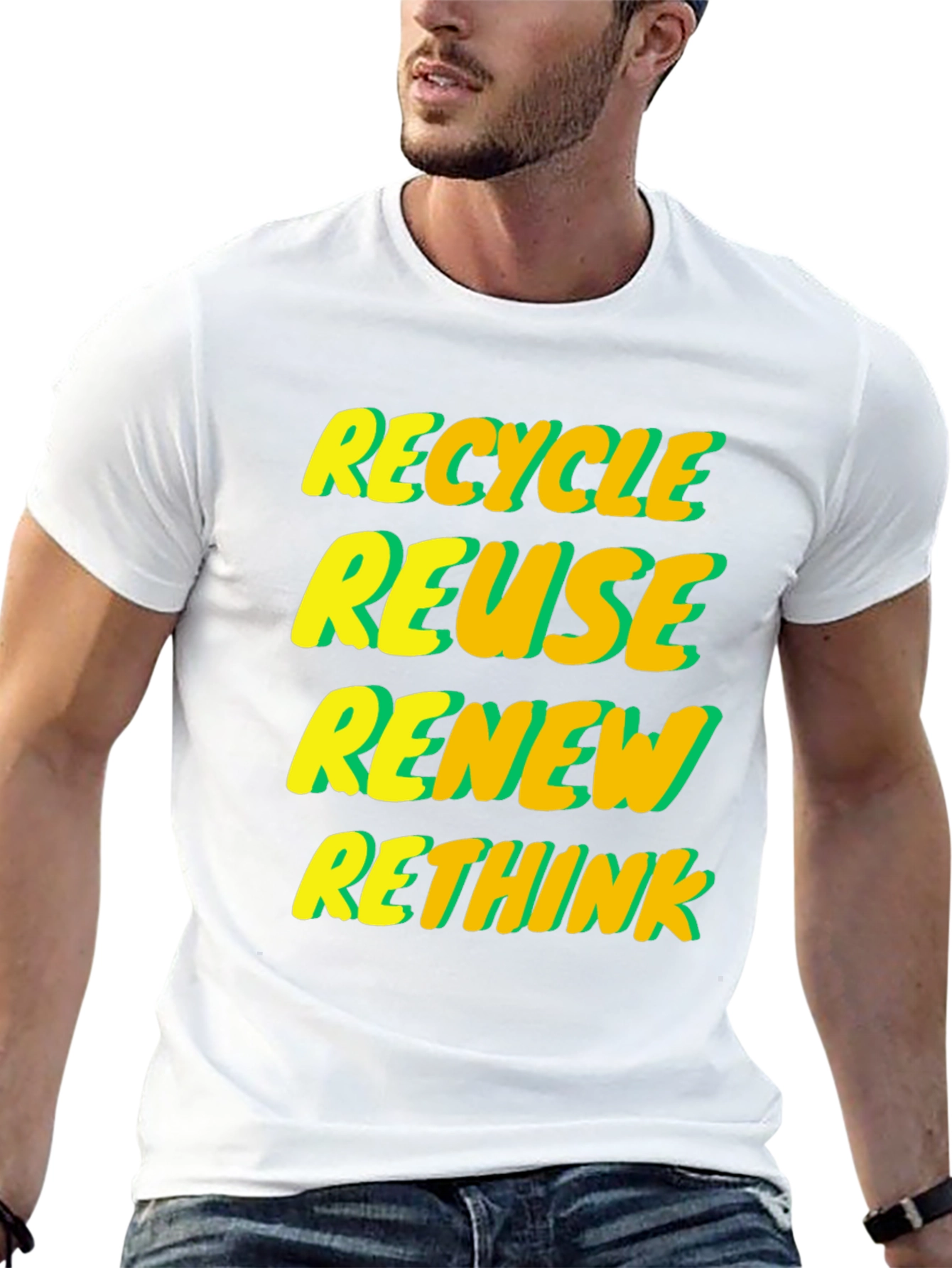 Eco-Friendly Graphic Tee - Recycle Reuse Renew Rethink