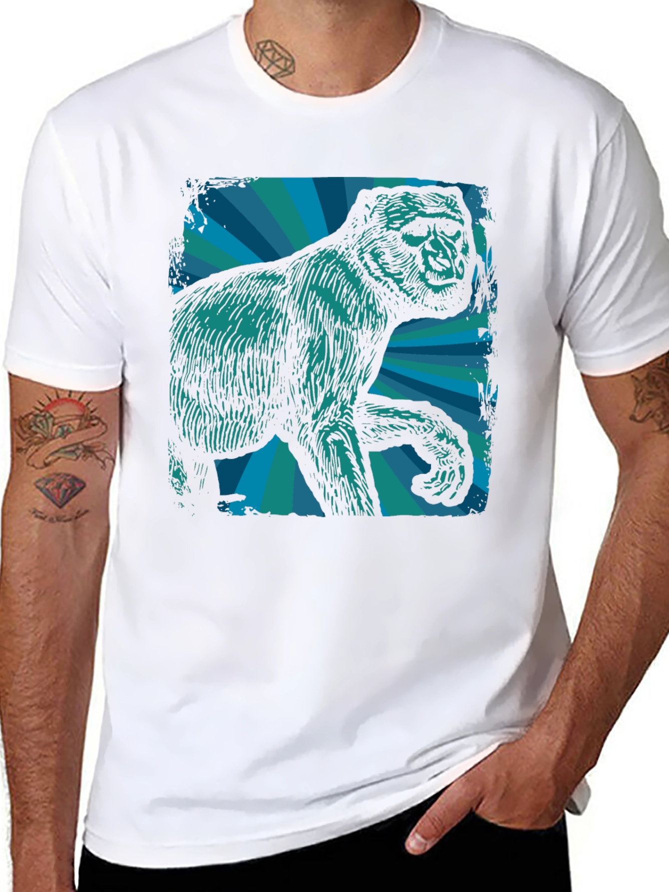 Retro Gorilla Graphic Tee - Mens Black T-Shirt