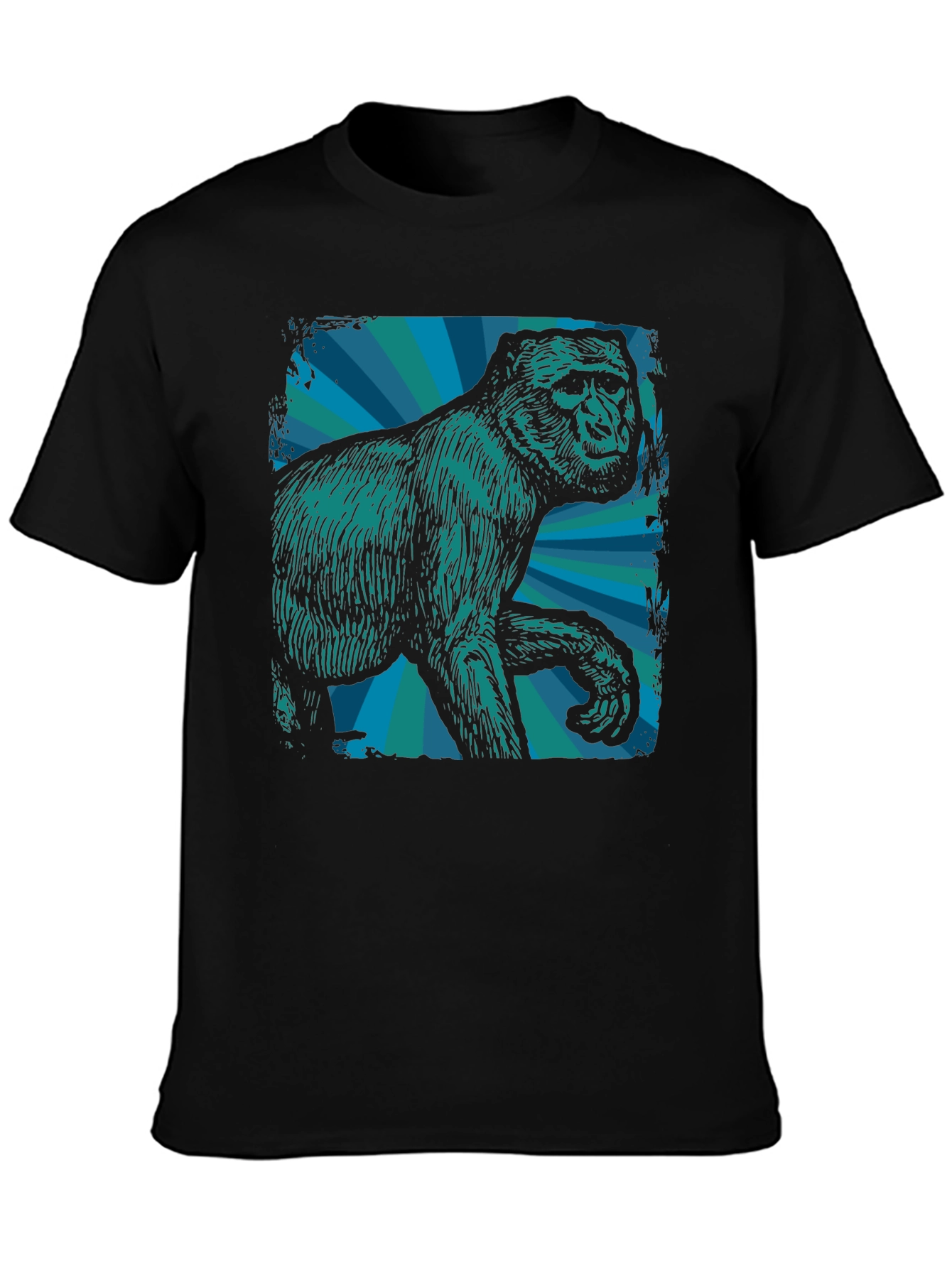 Retro Gorilla Graphic Tee - Mens Black T-Shirt