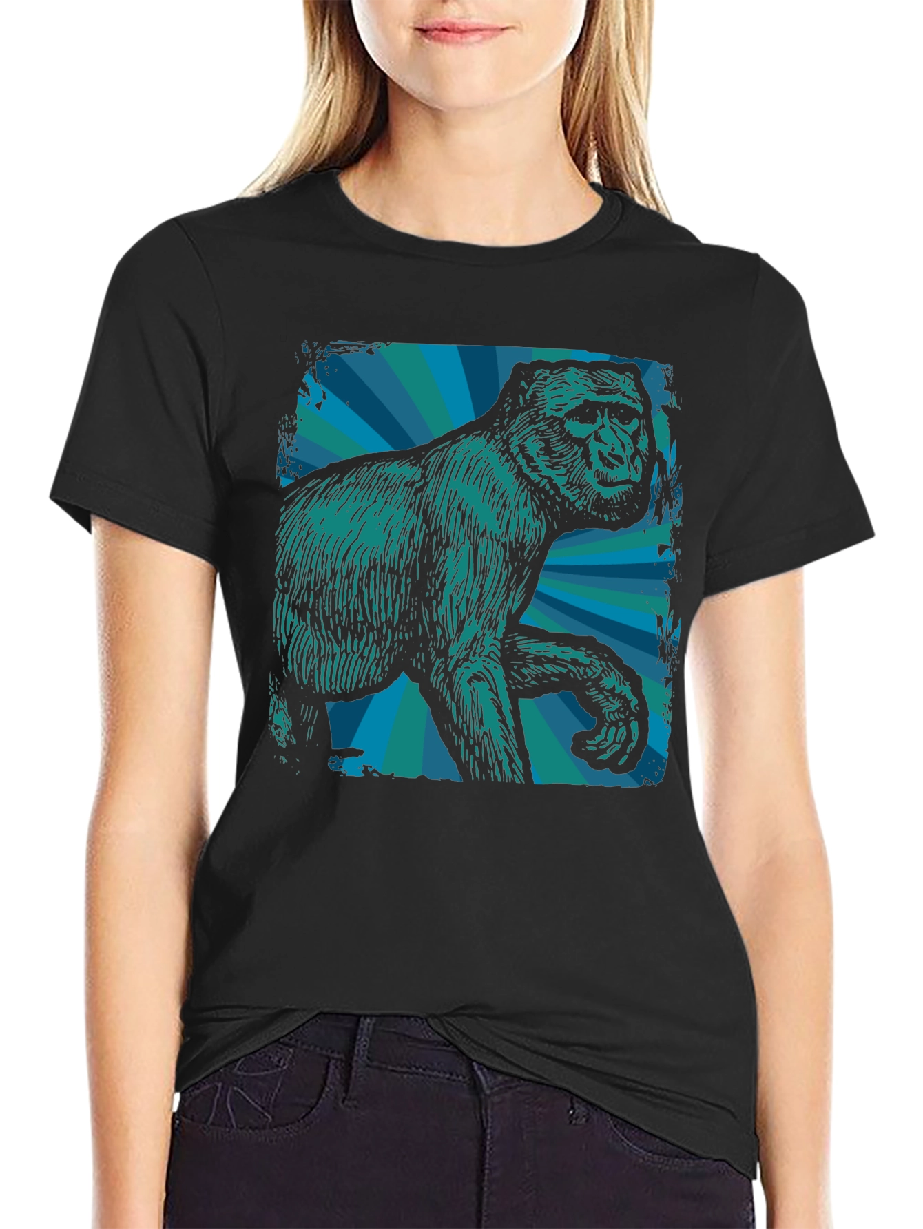 Retro Gorilla Graphic Tee - Mens Black T-Shirt