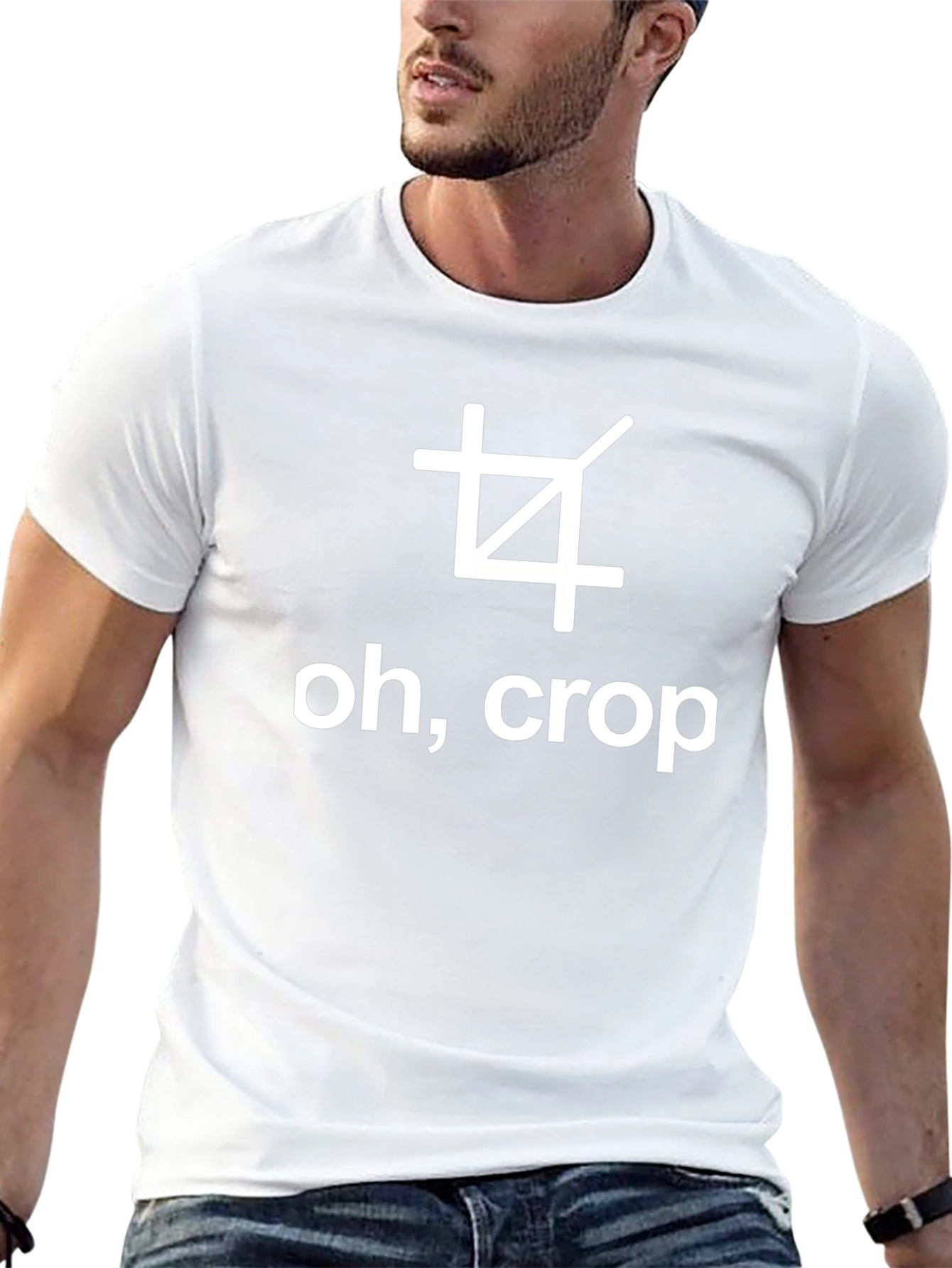 Funny Oh Crop Graphic Tee - Black Cotton T-Shirt