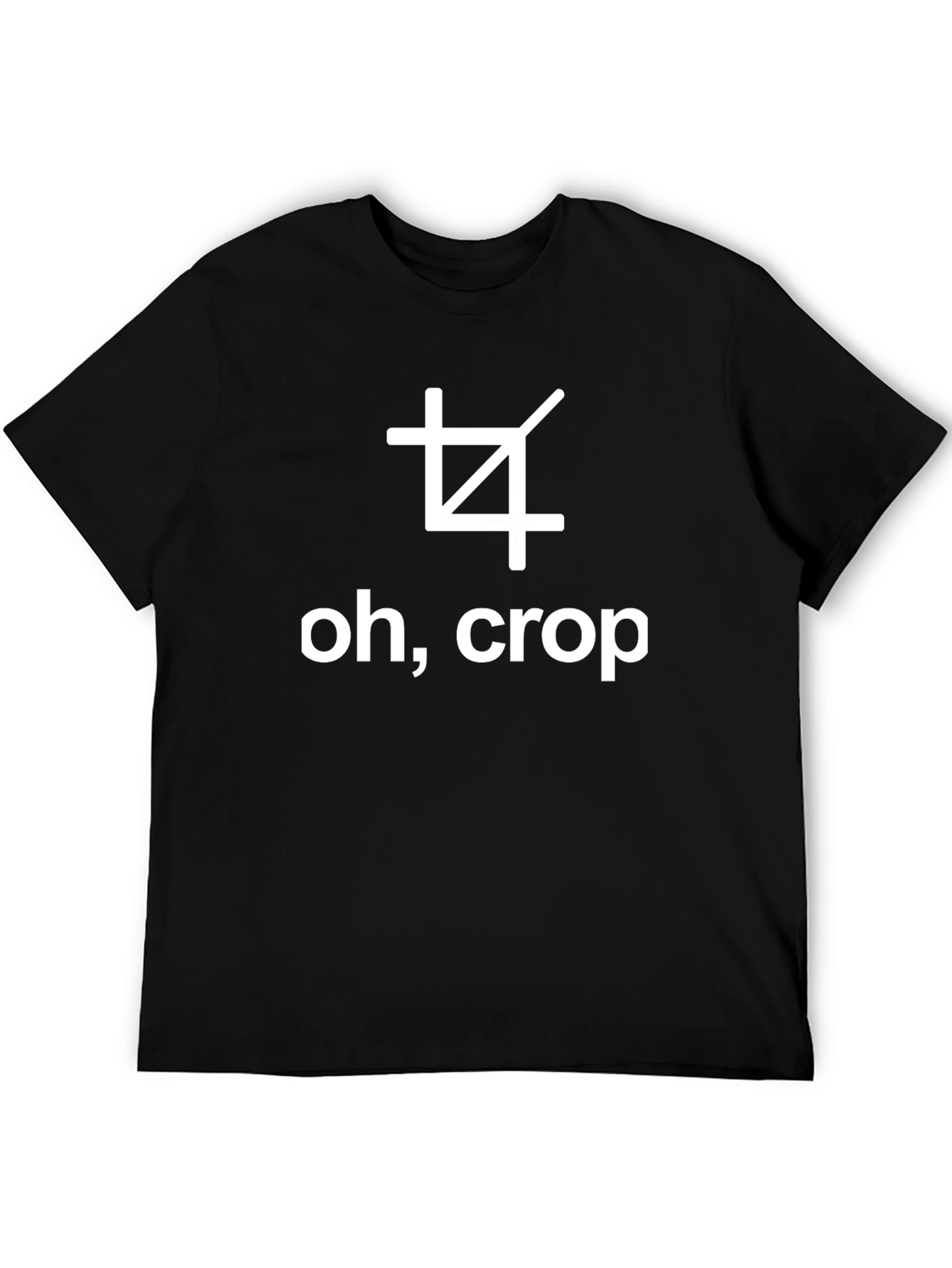 Funny Oh Crop Graphic Tee - Black Cotton T-Shirt