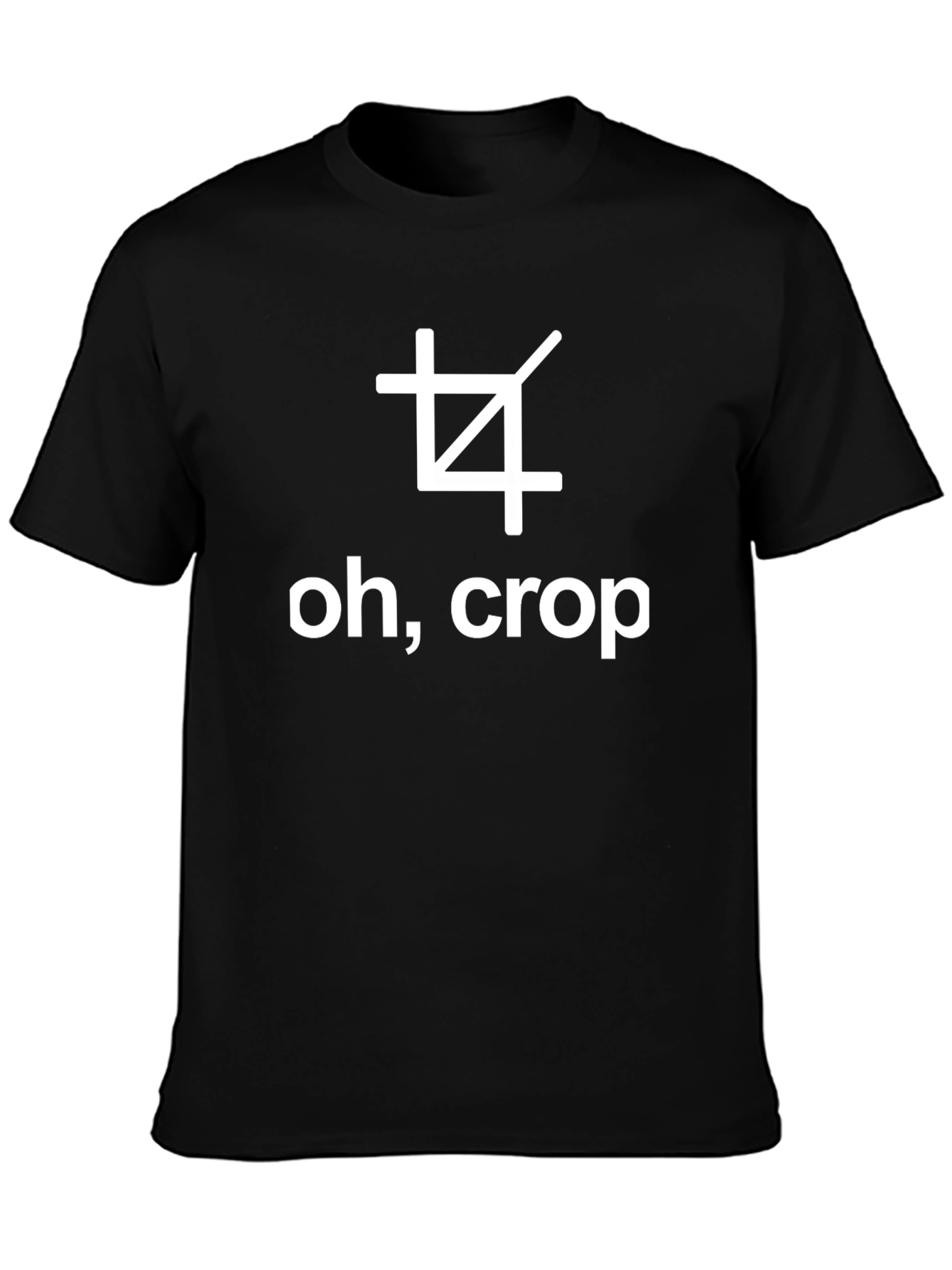 Funny Oh Crop Graphic Tee - Black Cotton T-Shirt