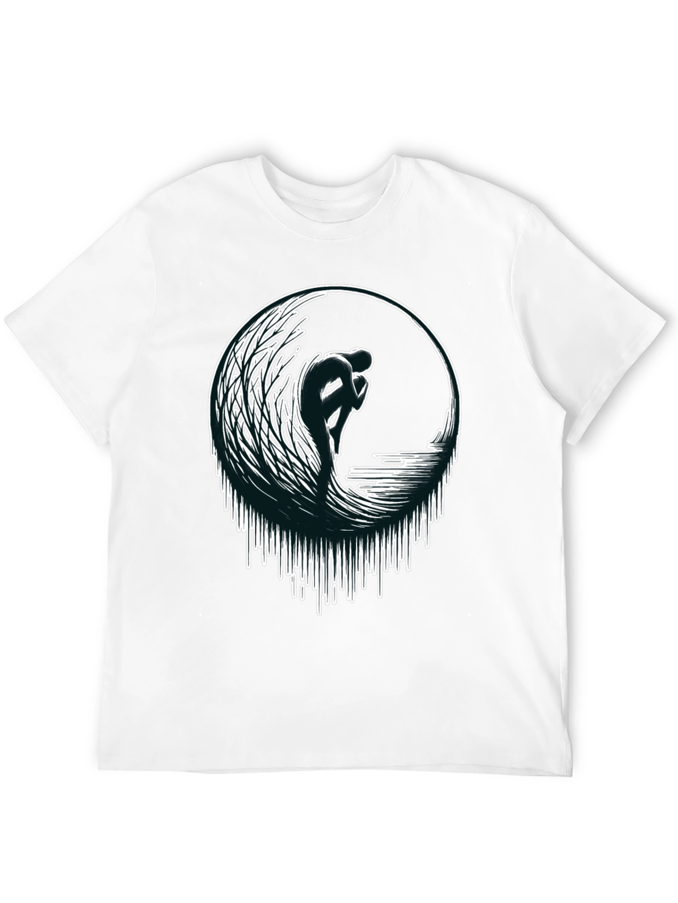 Wave Rider Graphic Tee - Black Cotton T-Shirt