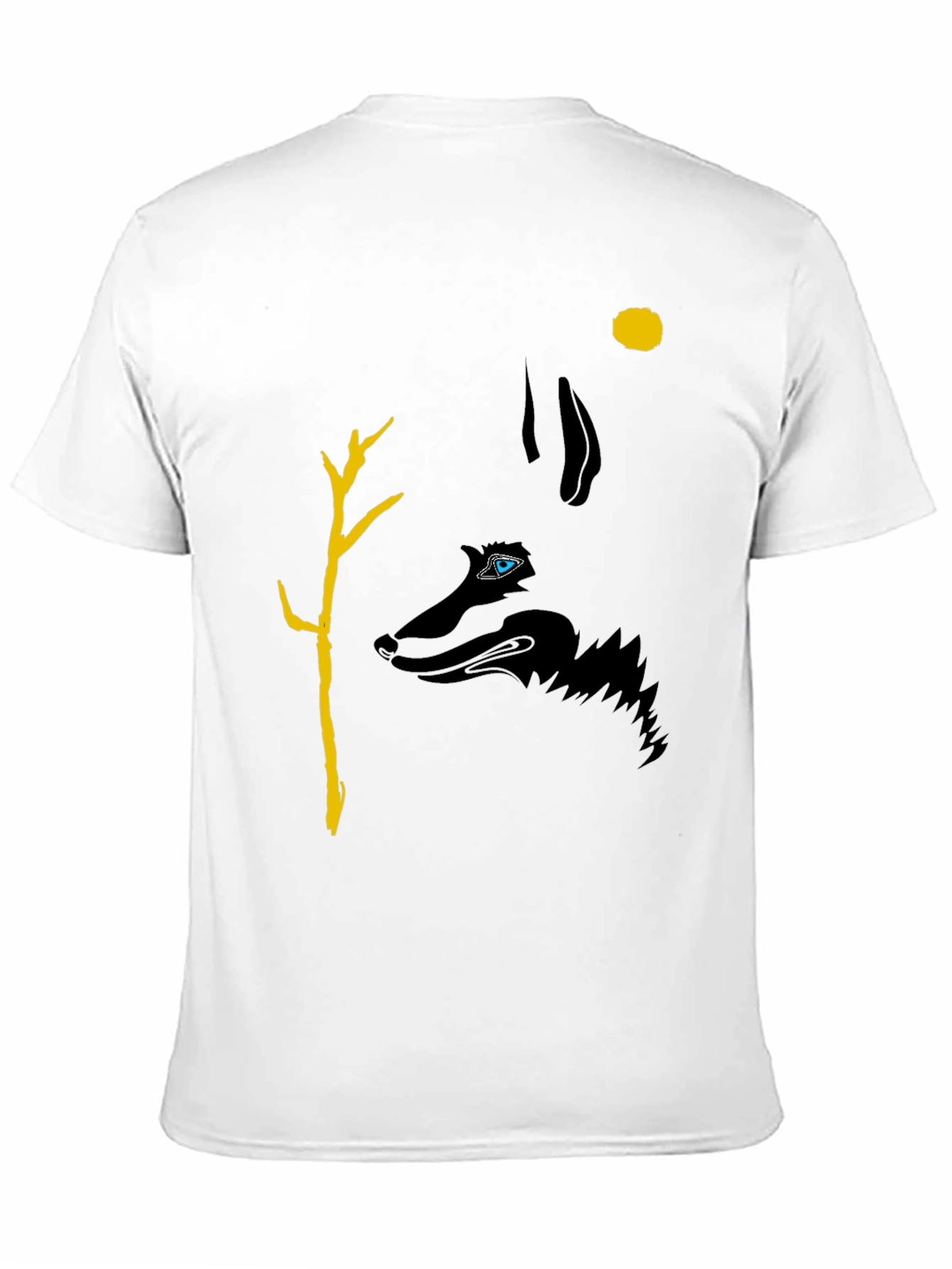 Wolf Silhouette Graphic Print Tee - Black