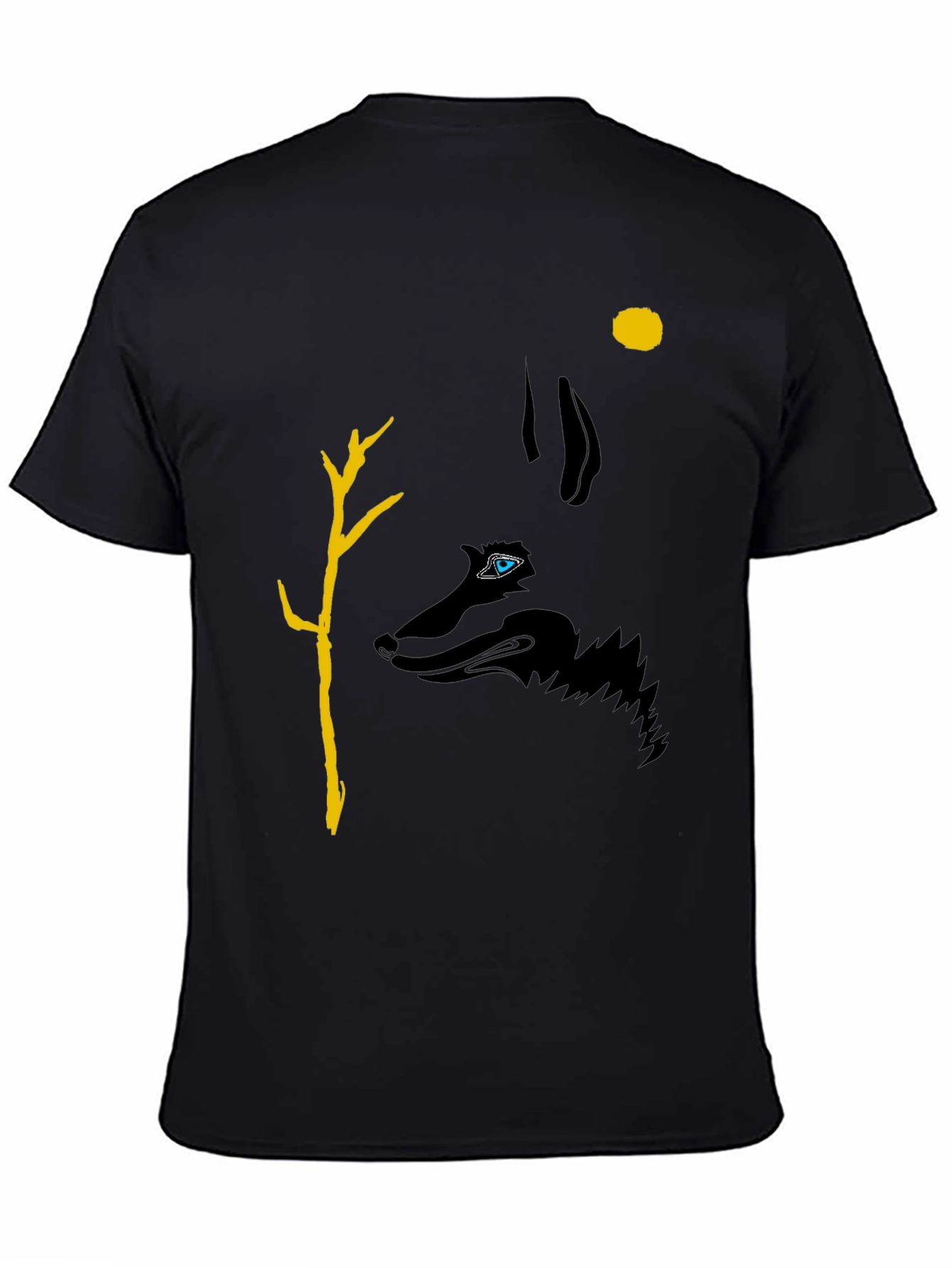 Wolf Silhouette Graphic Print Tee - Black