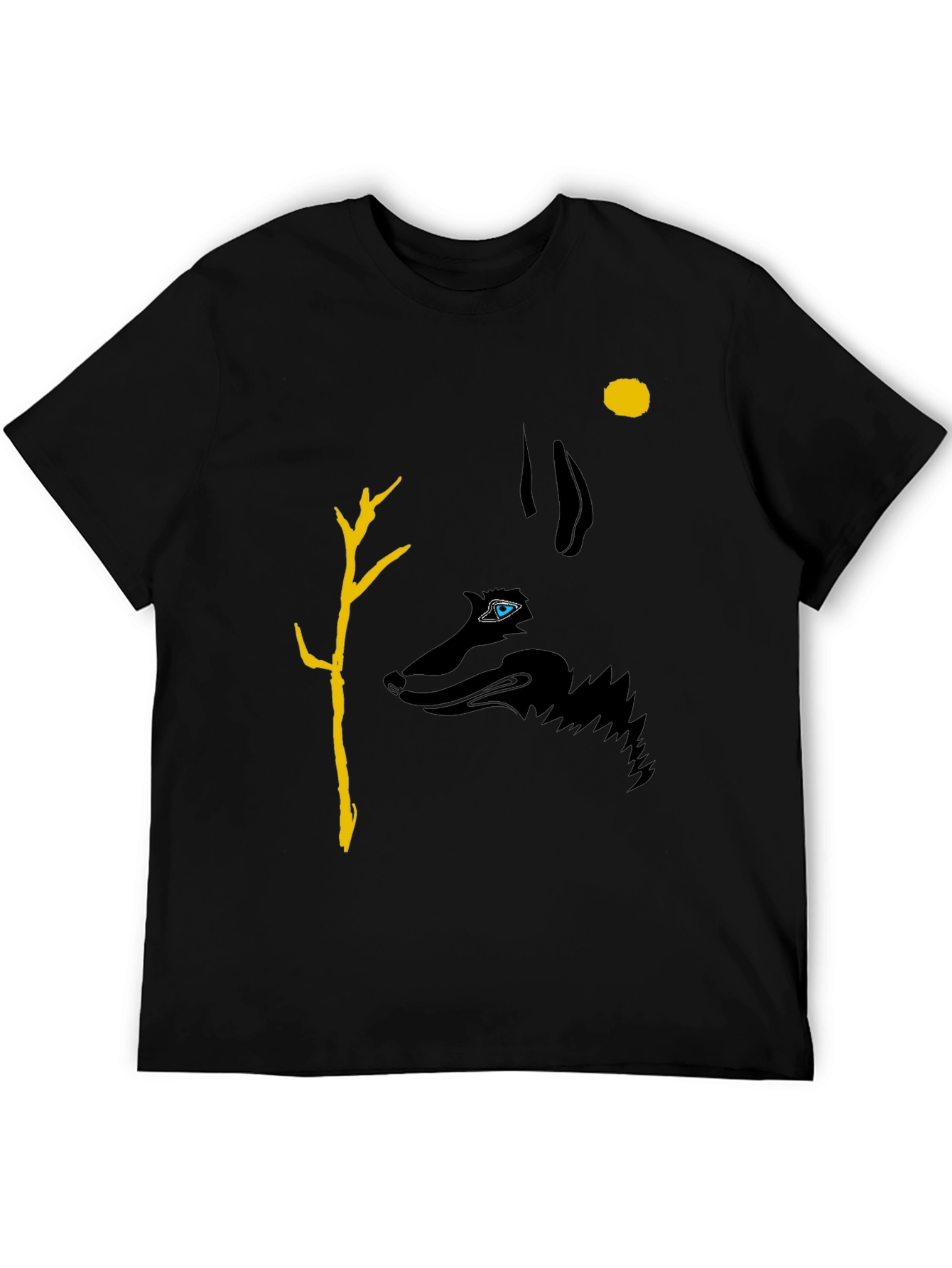 Wolf Silhouette Graphic Print Tee - Black
