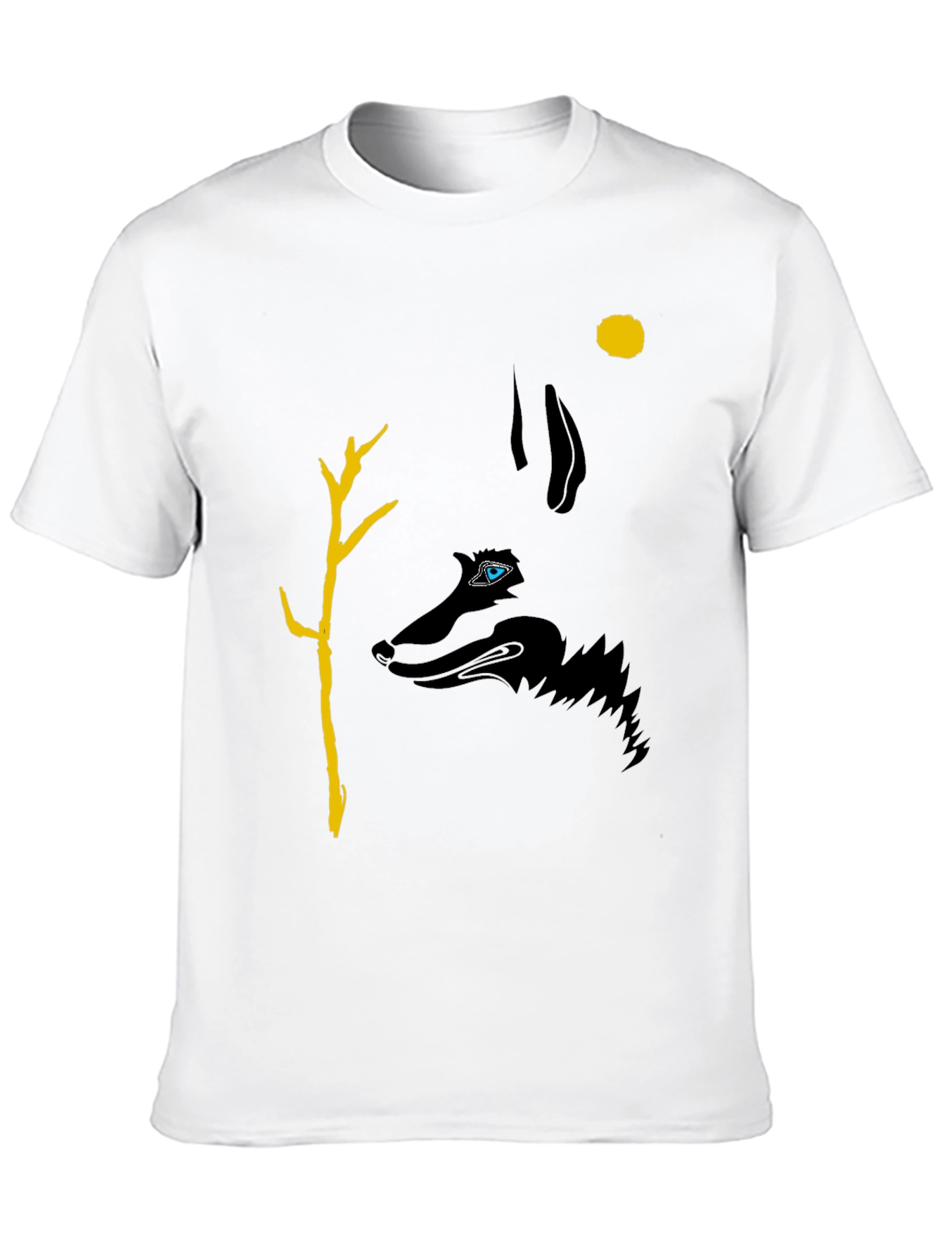 Wolf Silhouette Graphic Print Tee - Black
