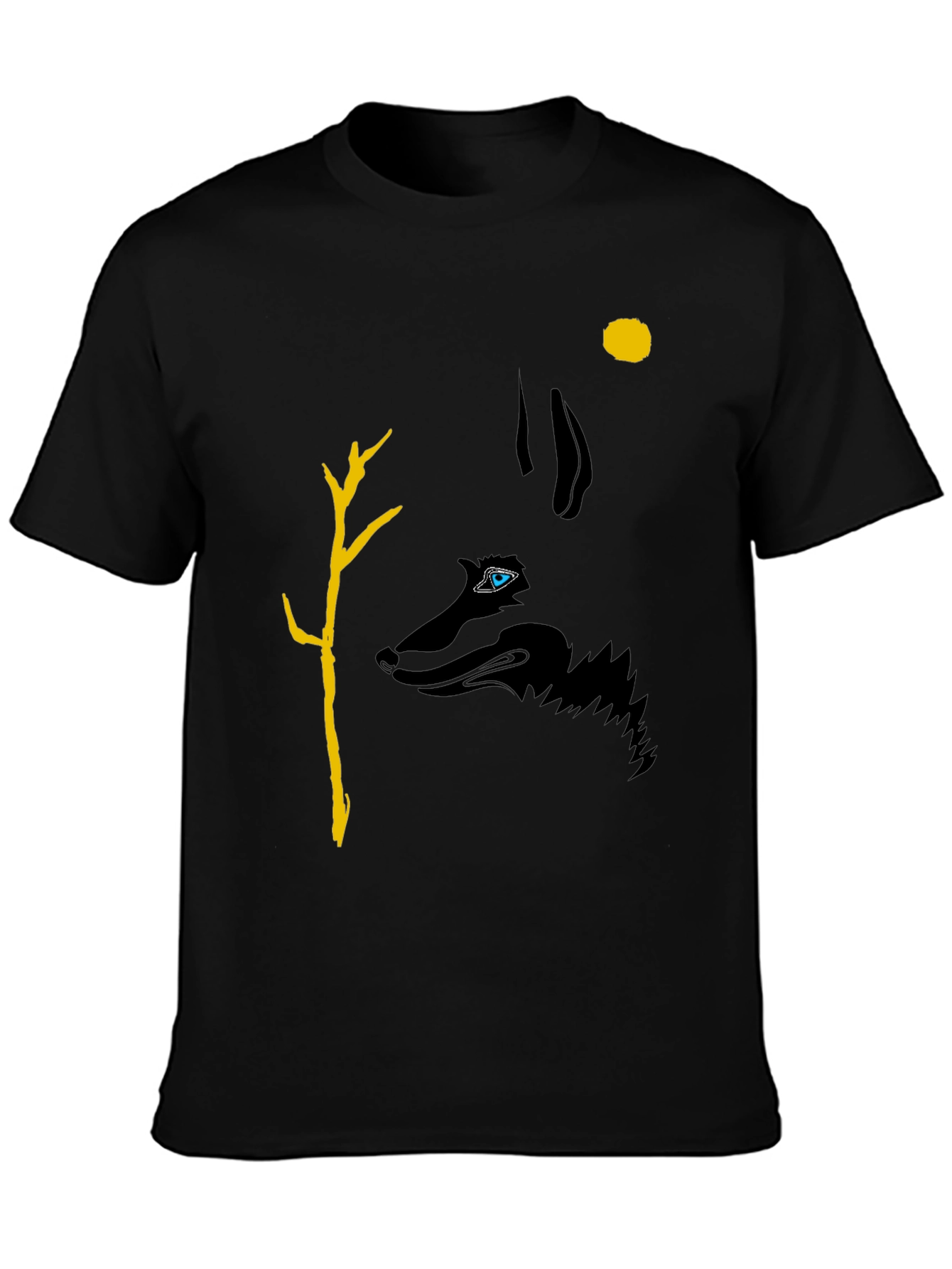 Wolf Silhouette Graphic Print Tee - Black