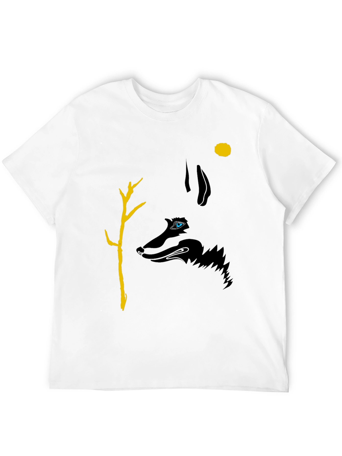 Wolf Silhouette Graphic Print Tee - Black