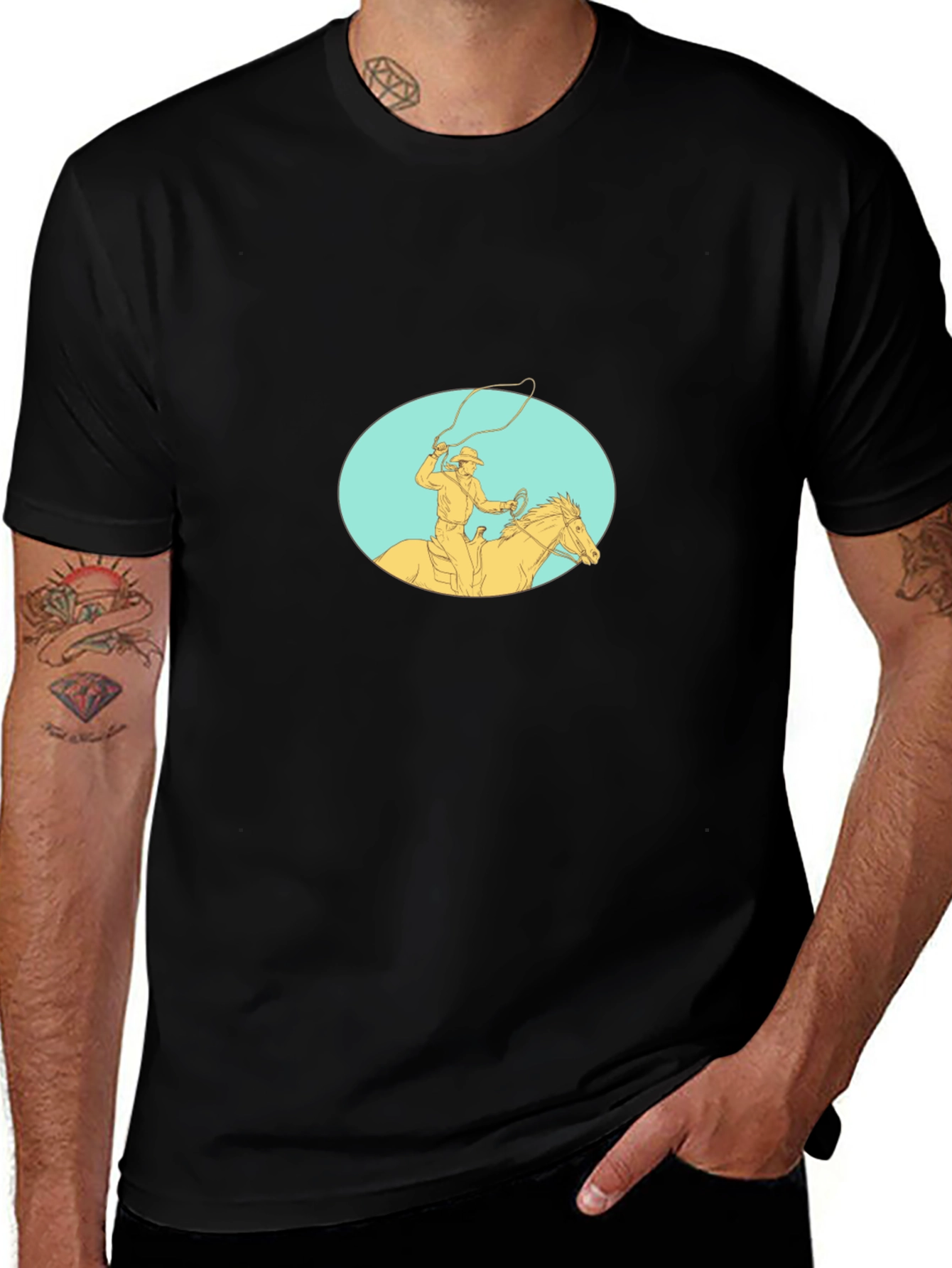 Cowboy Lasso T-Shirt - Black Tee