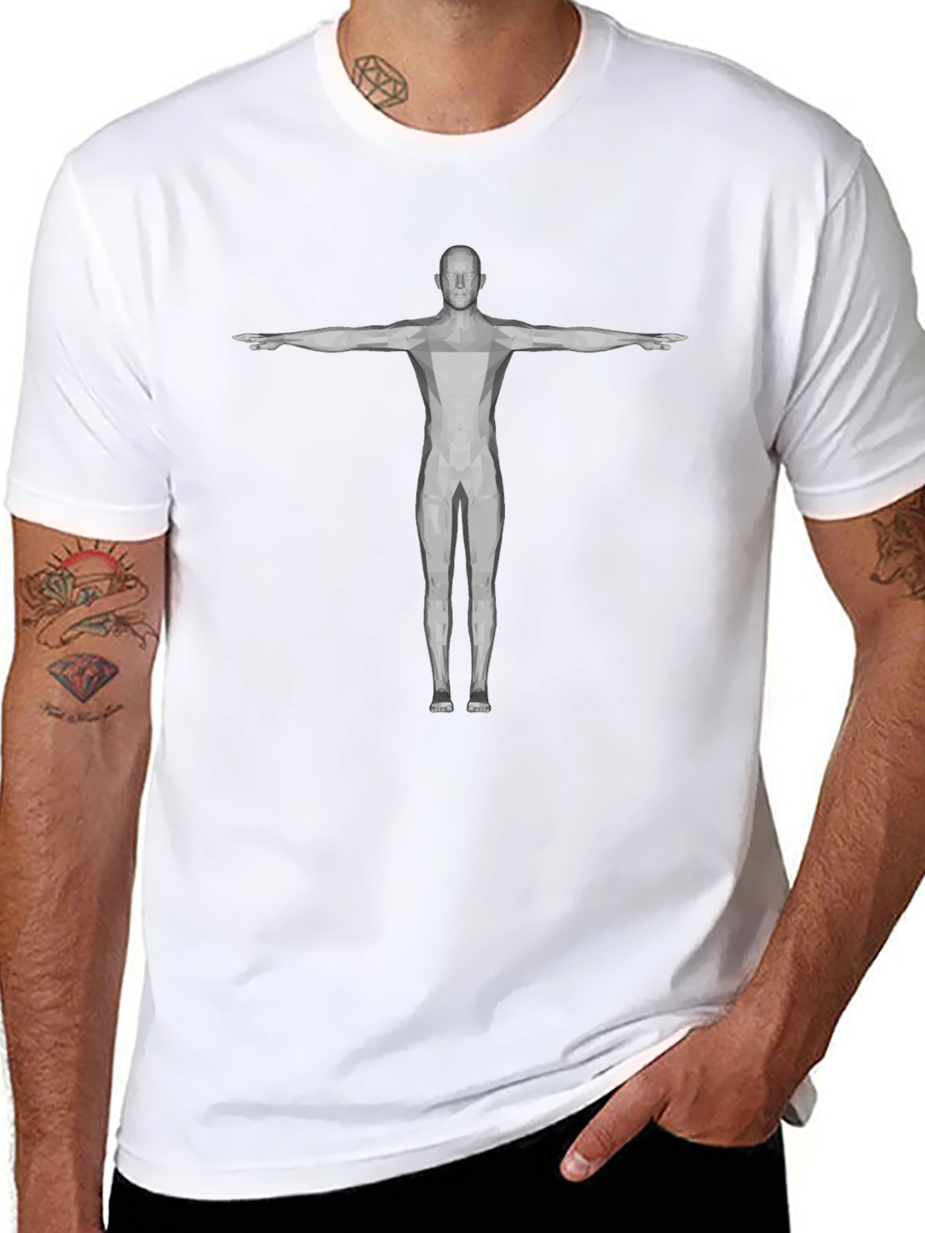 Geometric Human Figure Black T-Shirt