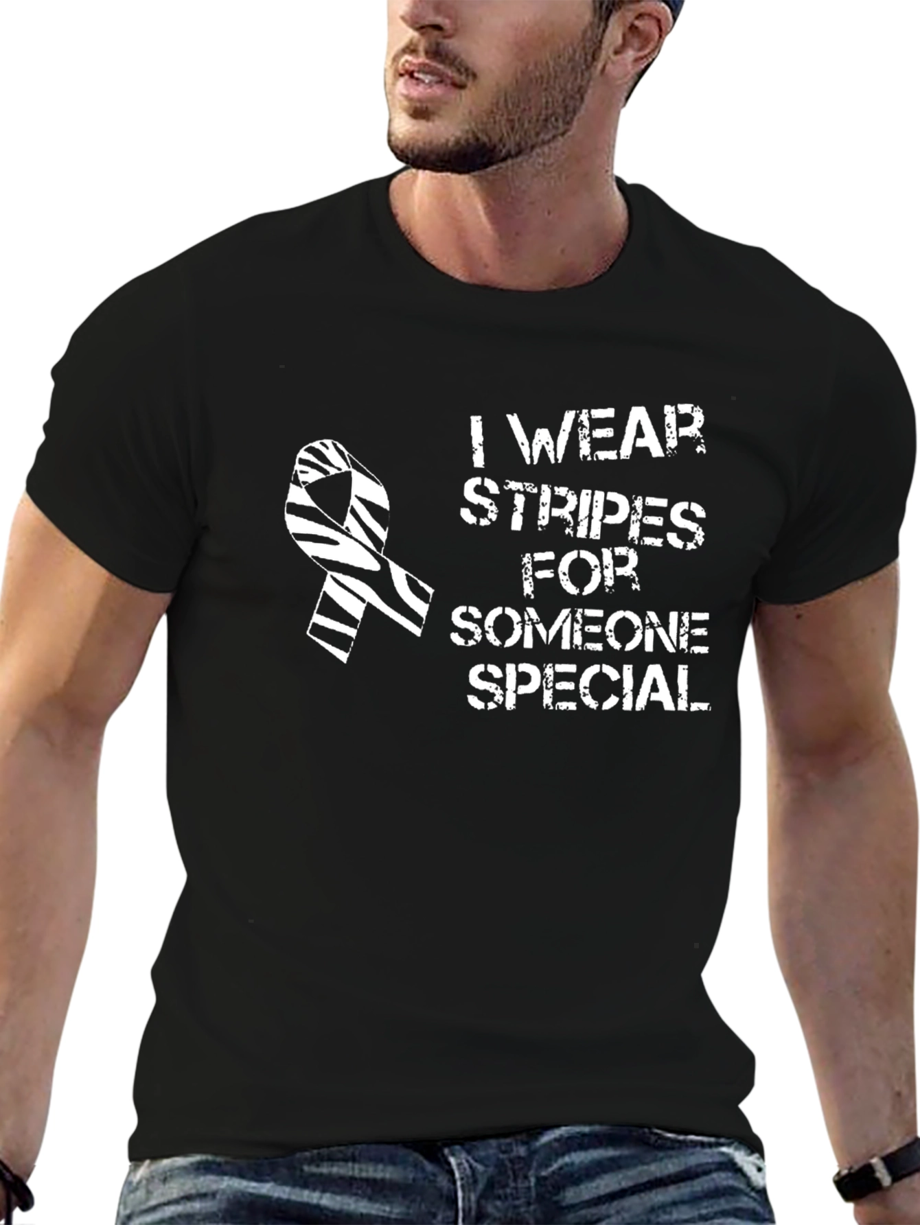 Zebra Stripe Ribbon Awareness T-Shirt - I Wear Stripes