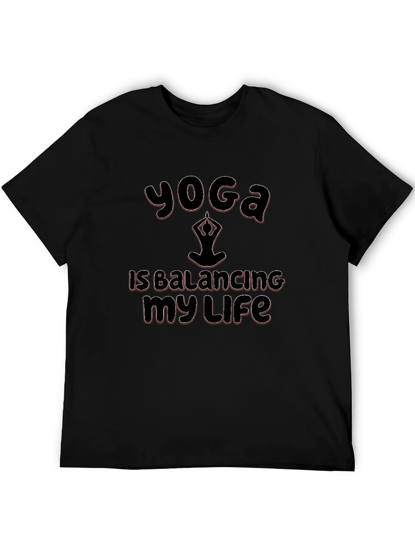 Yoga Balancing Life Graphic Black T-Shirt