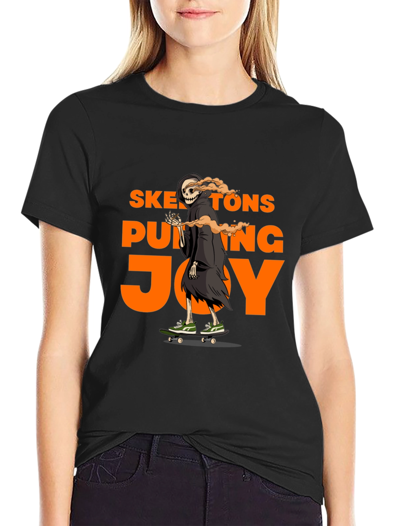 Skateboarding Skeleton Graphic T-Shirt