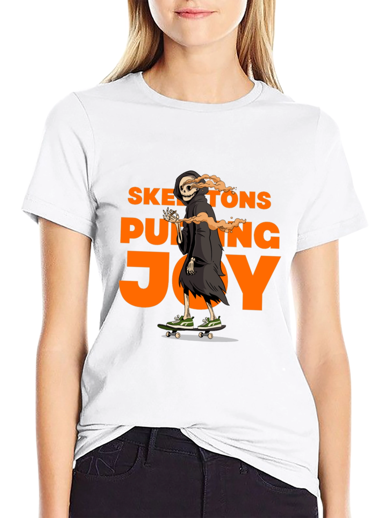 Skateboarding Skeleton Graphic T-Shirt