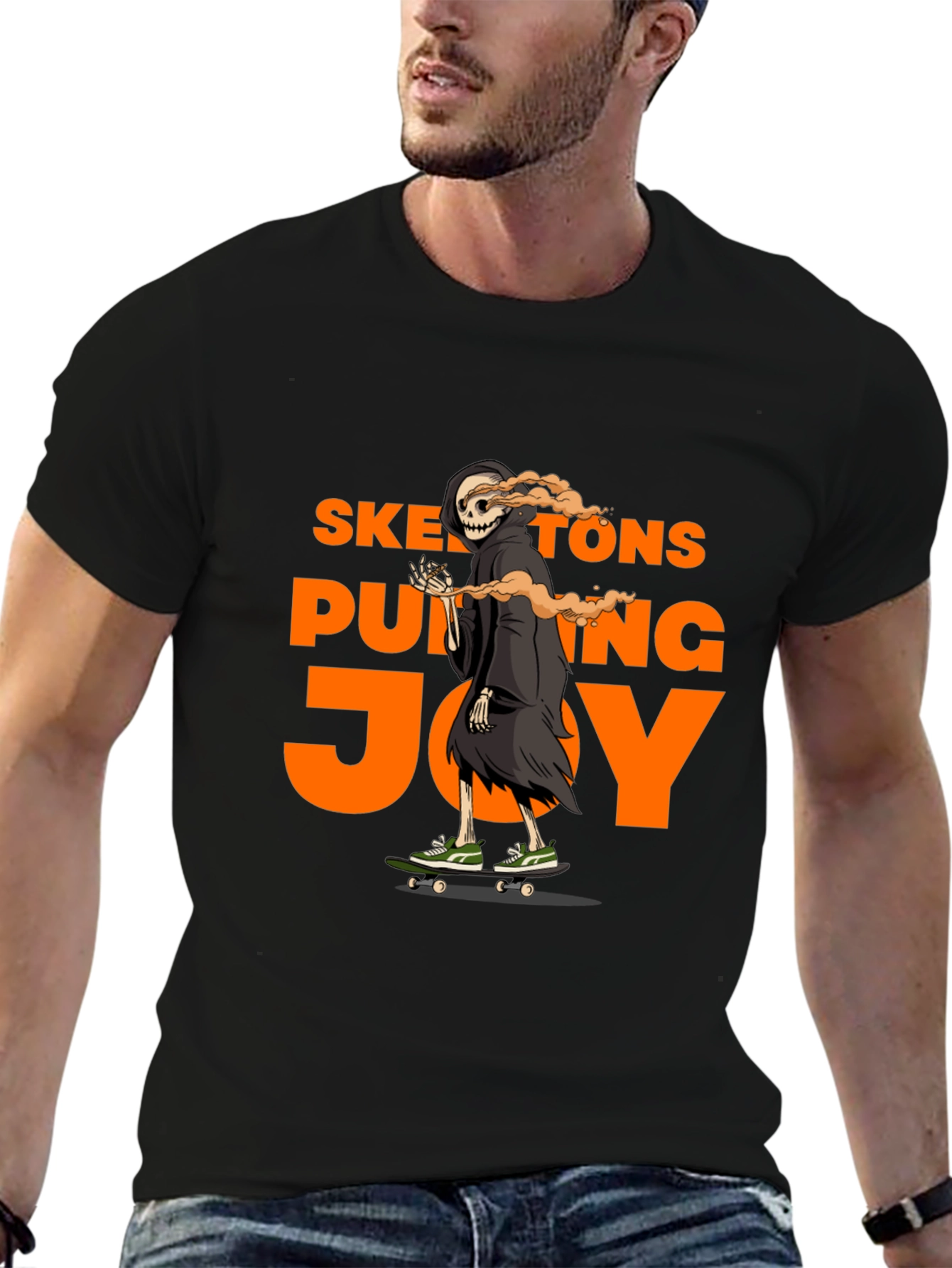 Skateboarding Skeleton Graphic T-Shirt