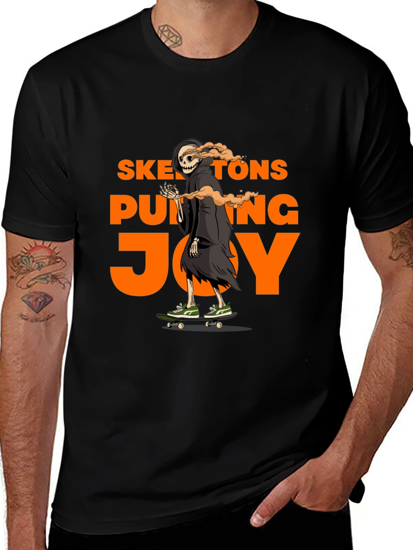 Skateboarding Skeleton Graphic T-Shirt
