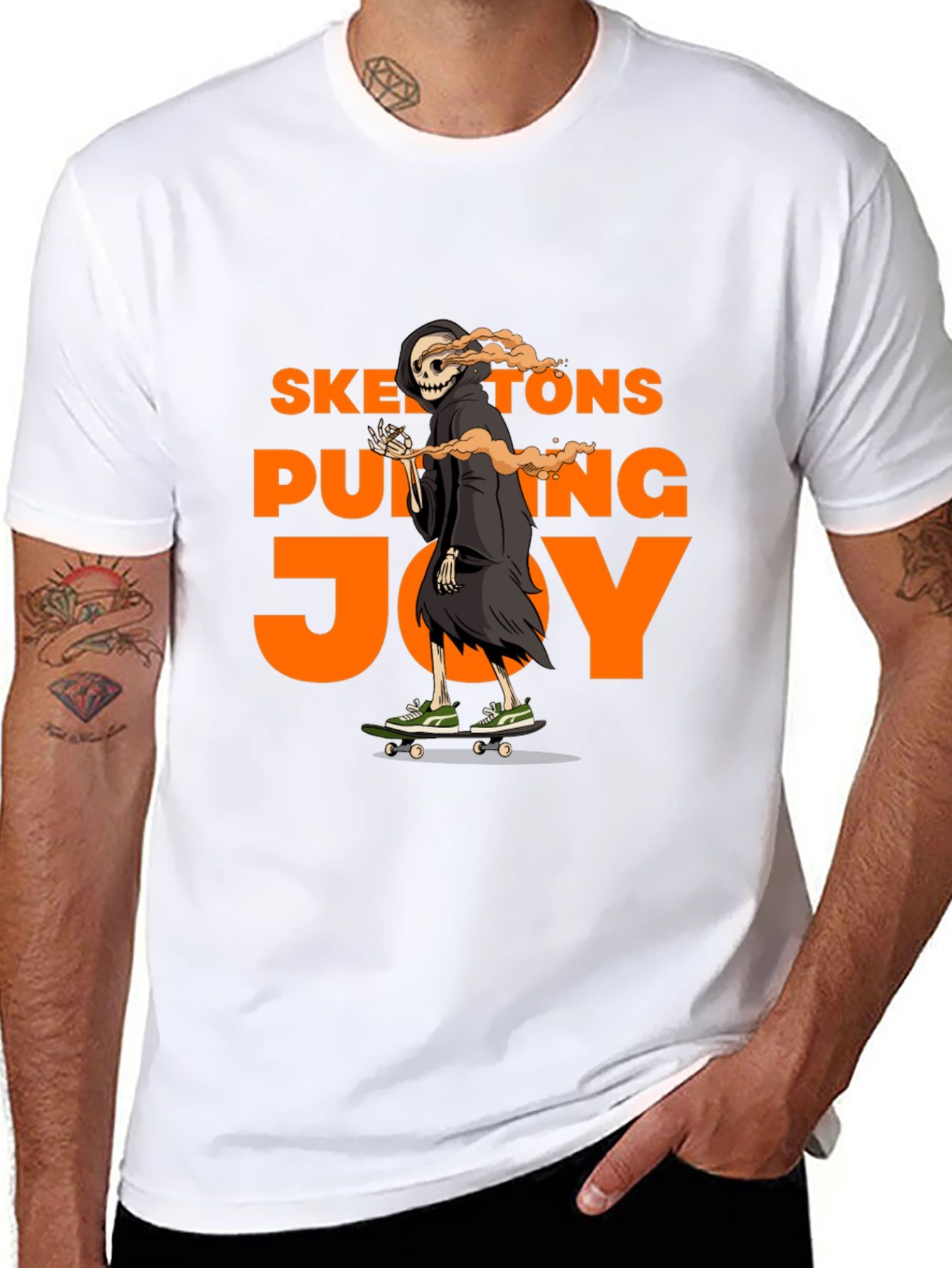 Skateboarding Skeleton Graphic T-Shirt