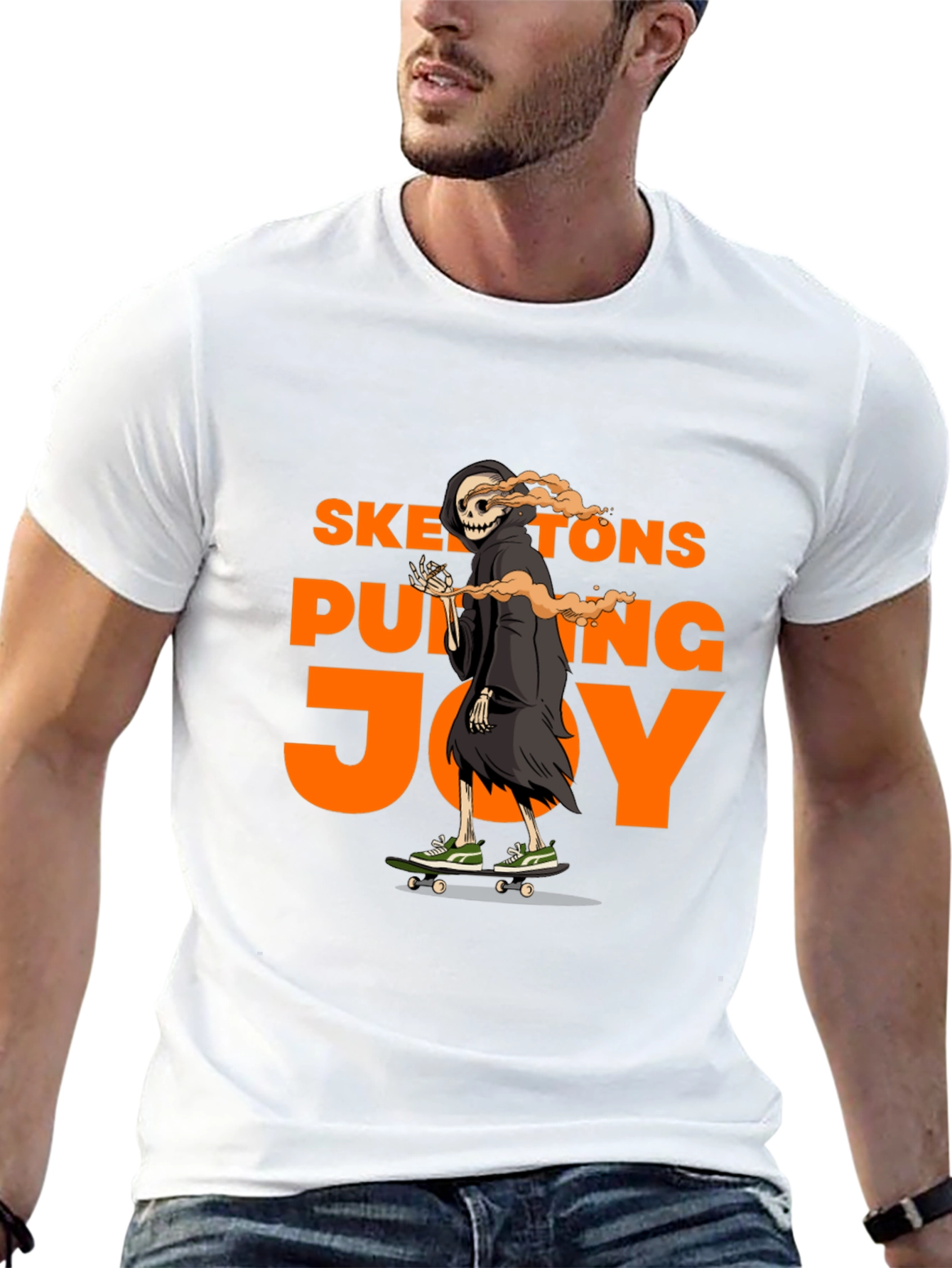 Skateboarding Skeleton Graphic T-Shirt