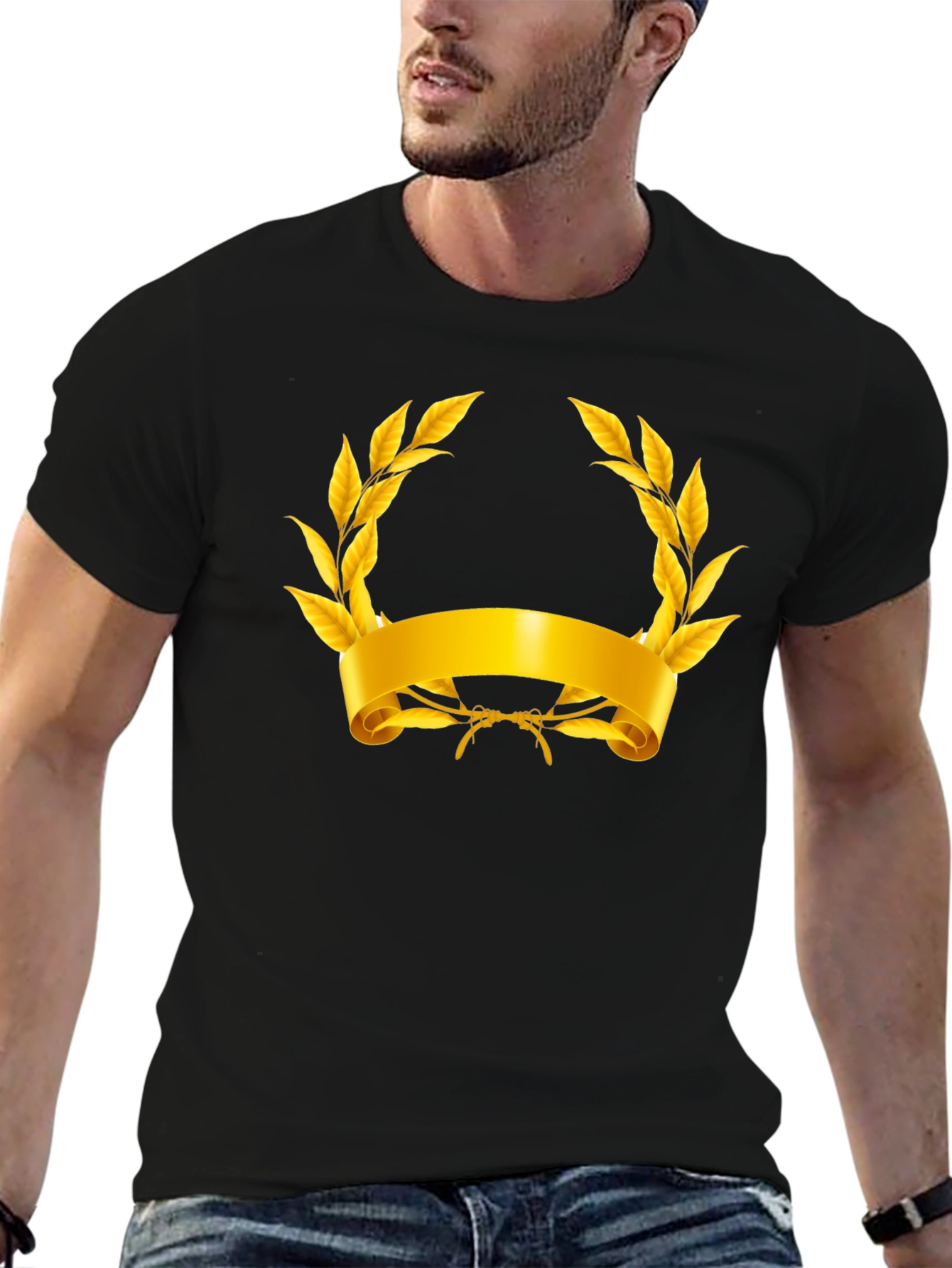 Gold Laurel Wreath Graphic T-Shirt