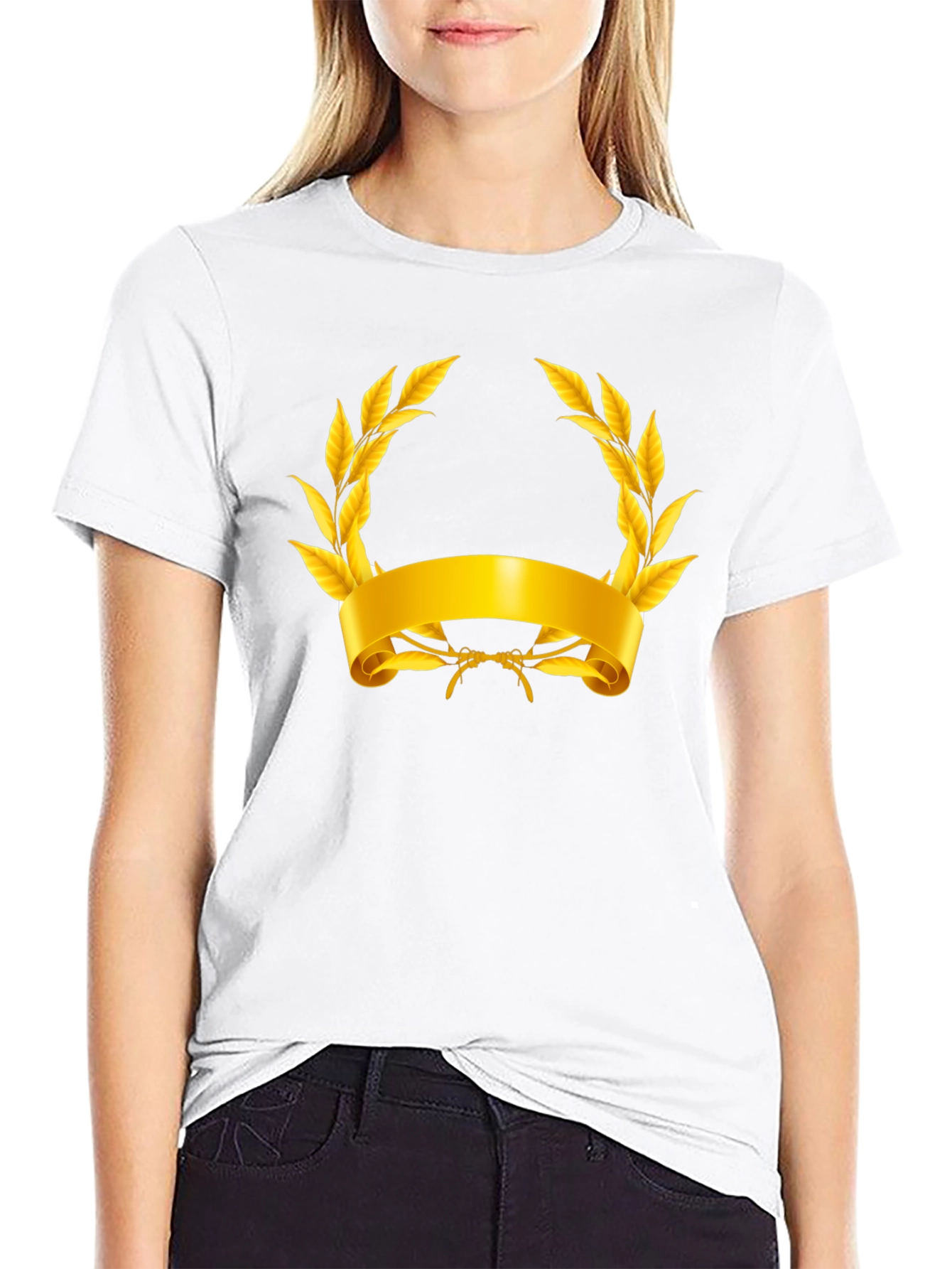 Gold Laurel Wreath Graphic T-Shirt