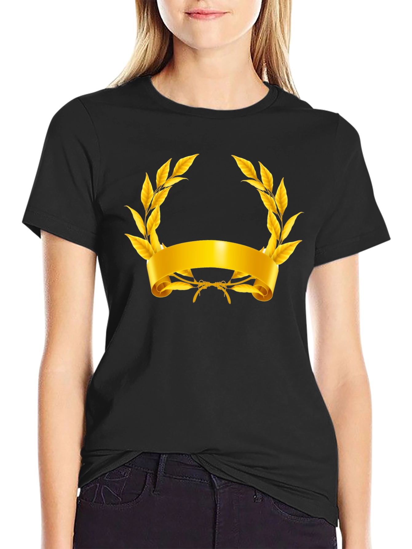 Gold Laurel Wreath Graphic T-Shirt