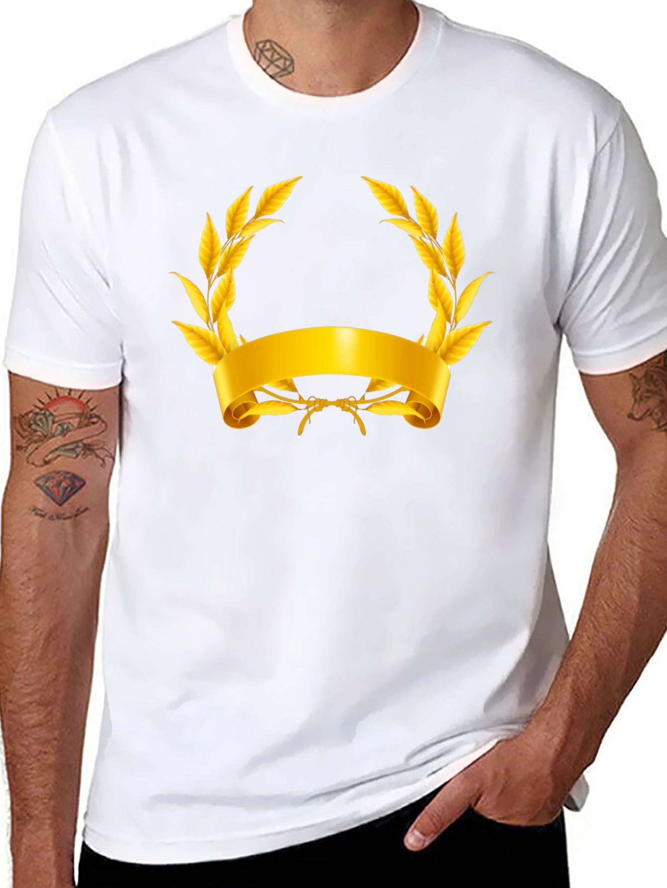 Gold Laurel Wreath Graphic T-Shirt