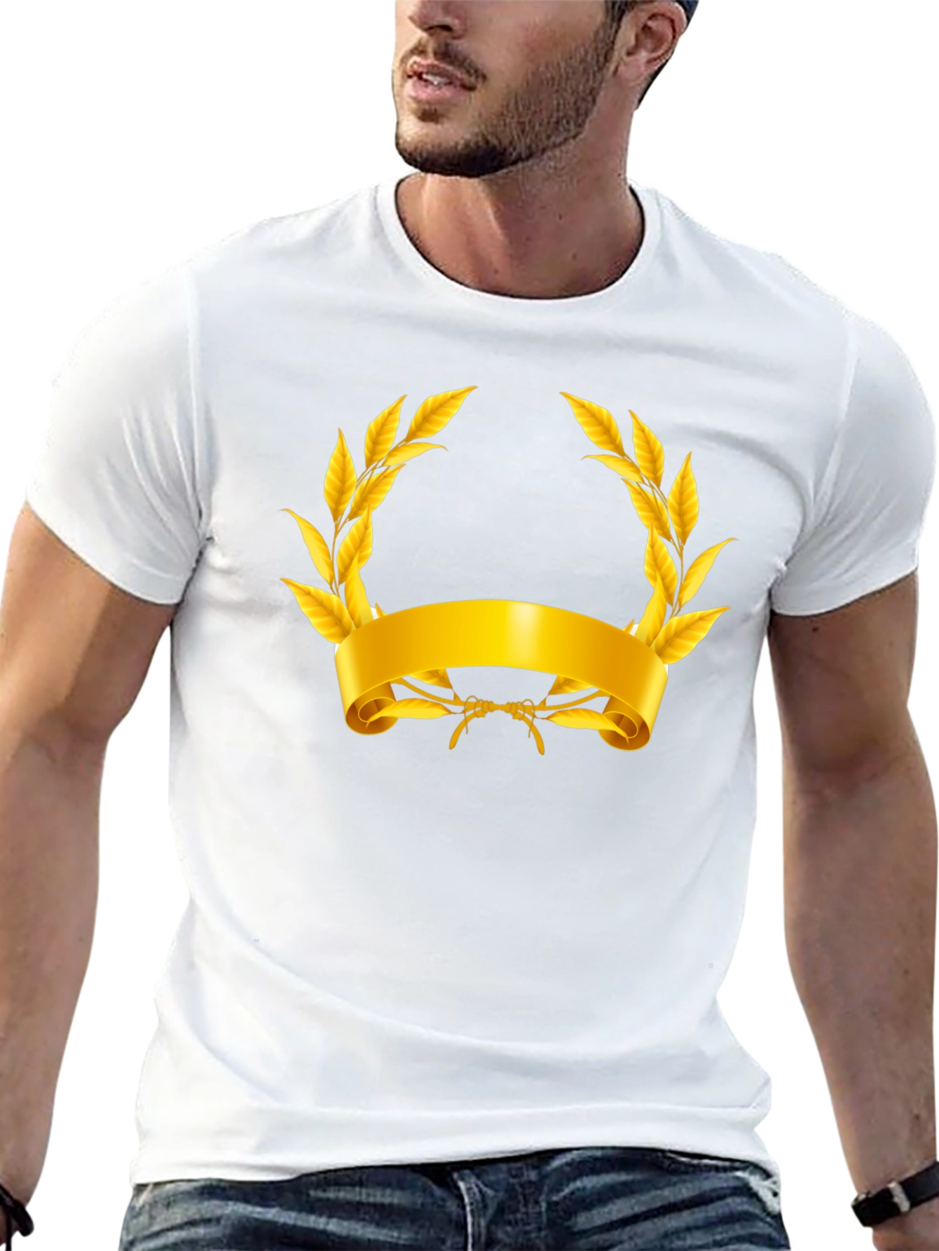 Gold Laurel Wreath Graphic T-Shirt