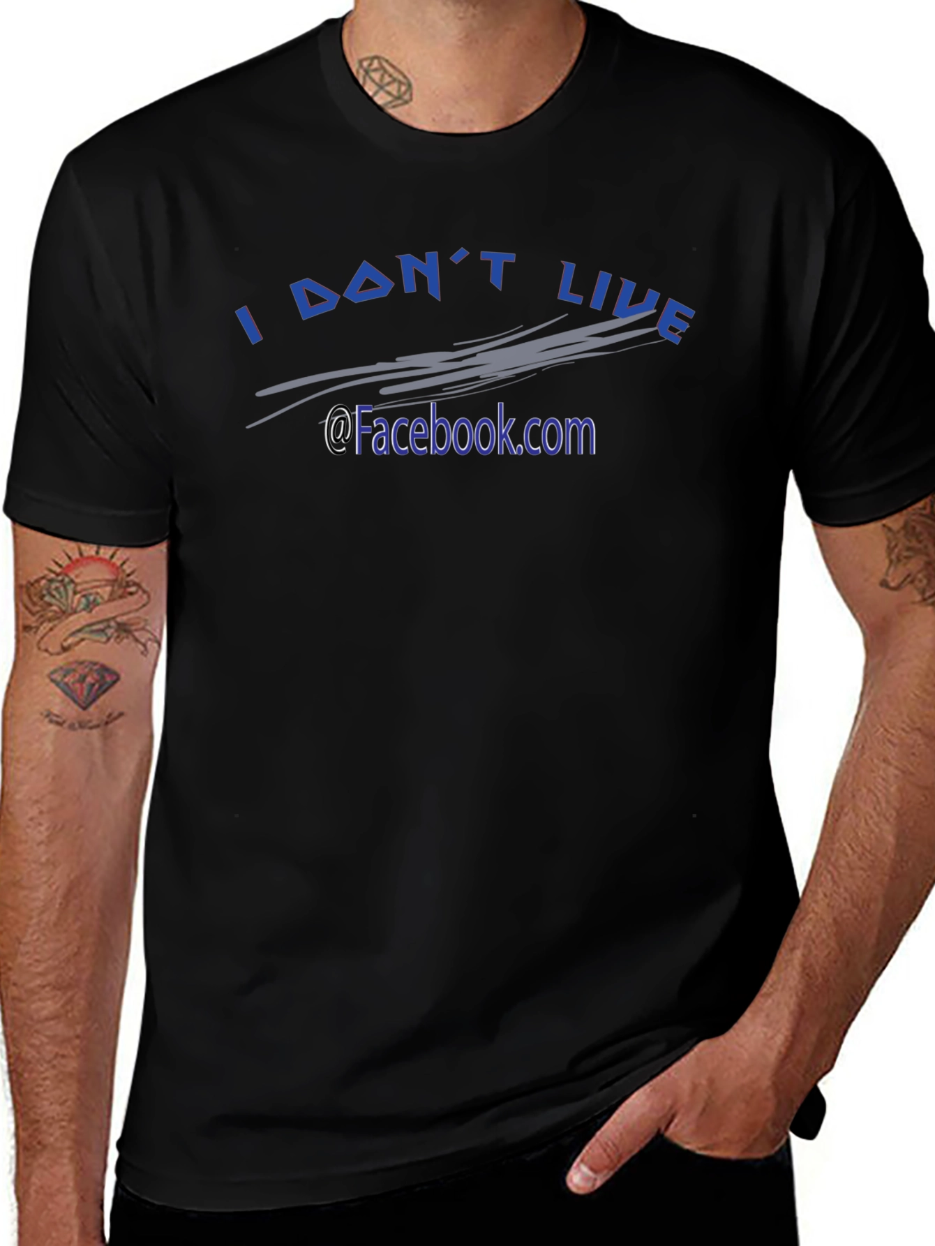 I Dont Live @Facebook.com Black Tee