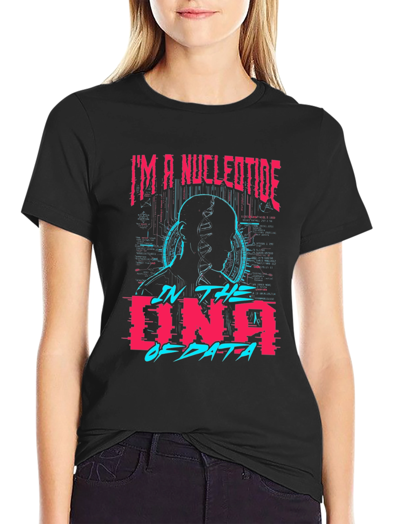 Nucleotide DNA Data Black Graphic Tee